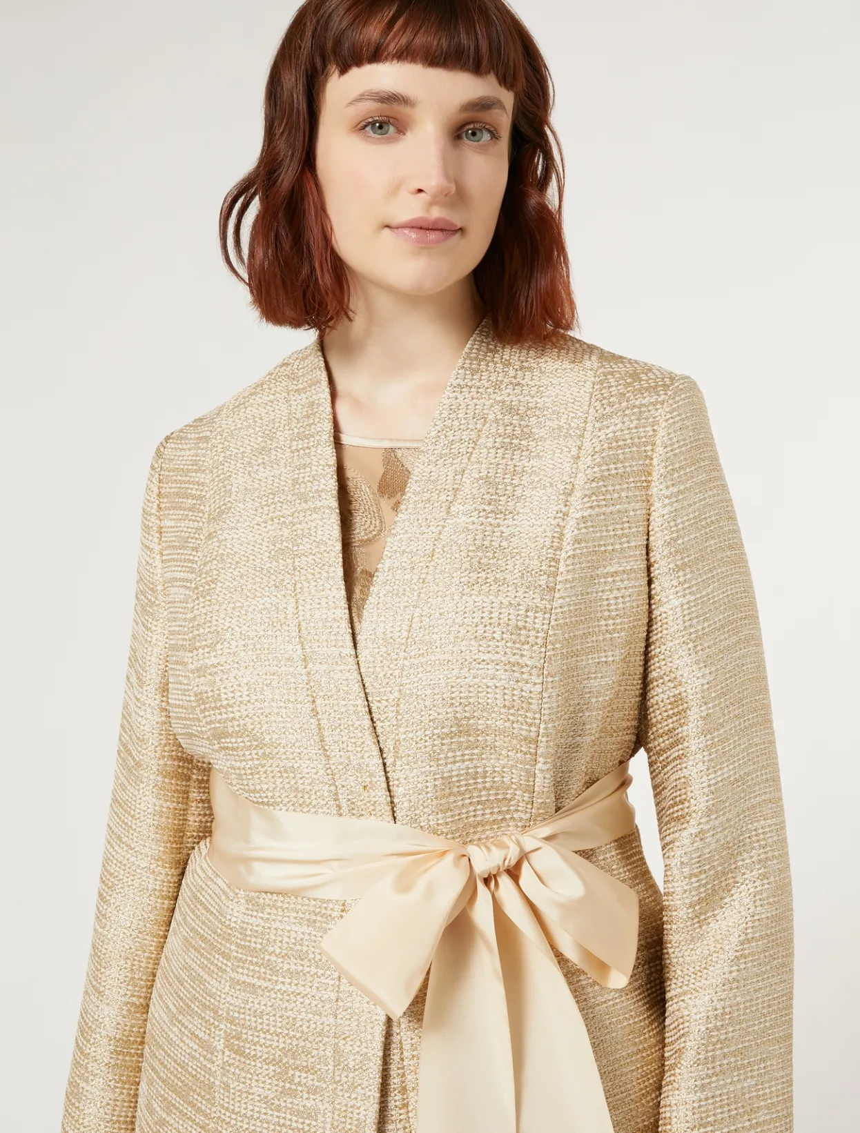 Jackets | Jacket & Blazers | Marina Rinaldi Lamé yarn-dyed jacket GOLD