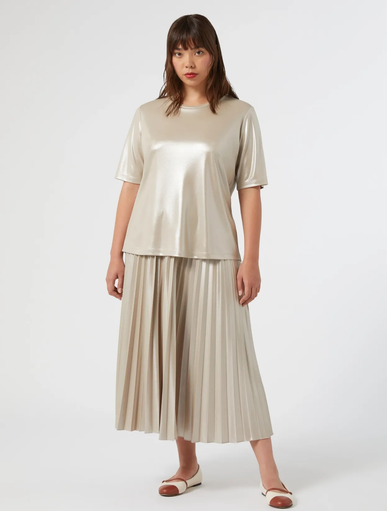 Skirts | Skirts | Marina Rinaldi Laminated jersey skirt SAND