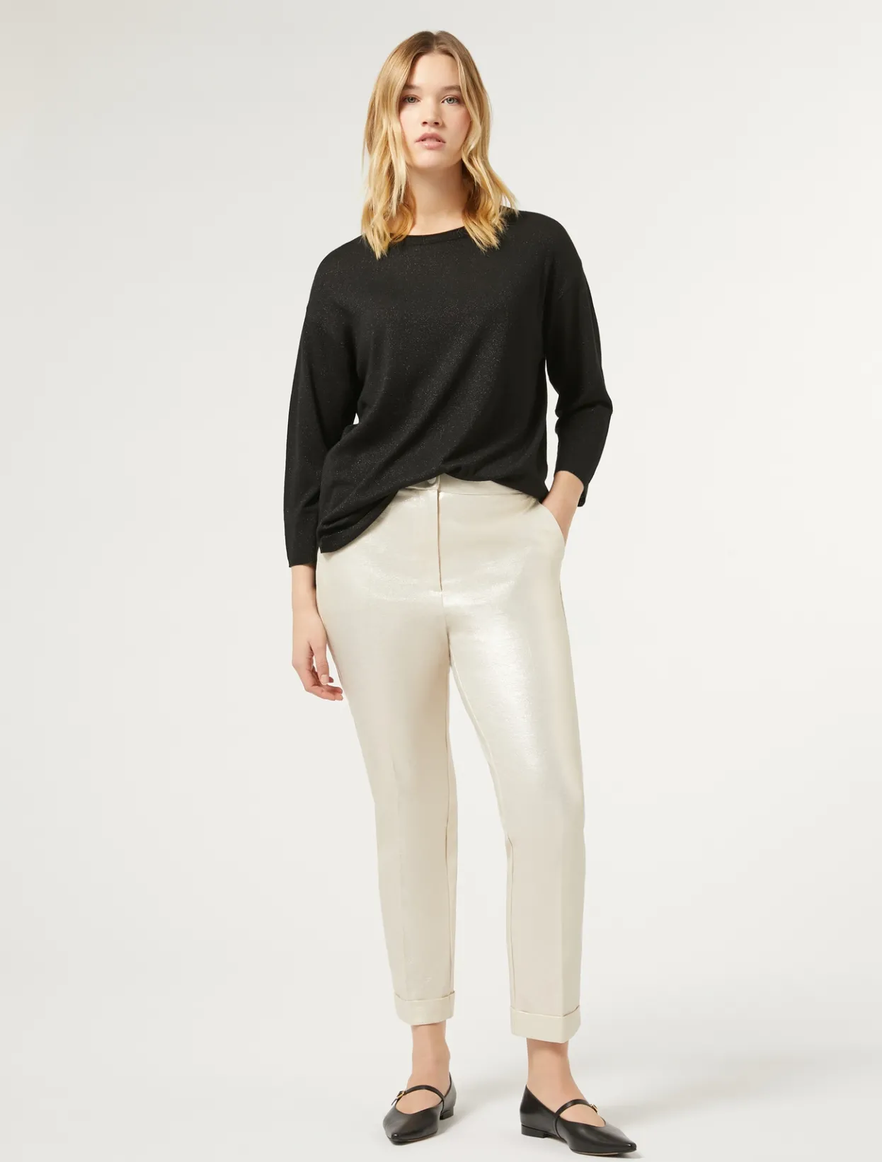 Trousers & Jeans | Trousers & Jeans | Marina Rinaldi Laminated jersey trousers IVORY