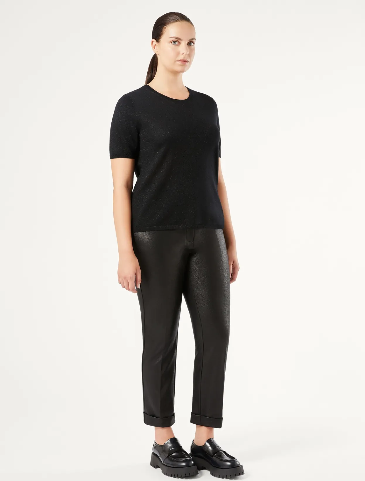 Trousers & Jeans | Trousers & Jeans | Marina Rinaldi Laminated jersey trousers BLACK