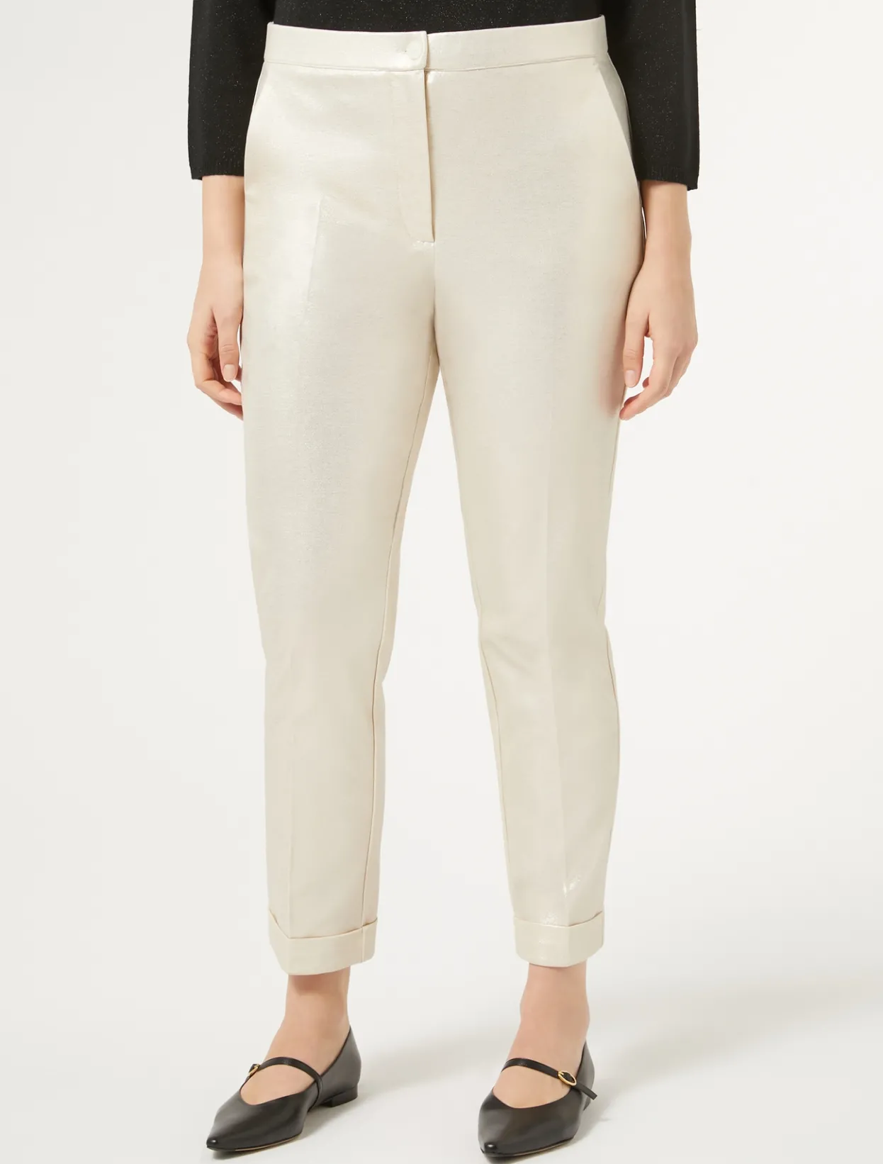 Trousers & Jeans | Trousers & Jeans | Marina Rinaldi Laminated jersey trousers IVORY