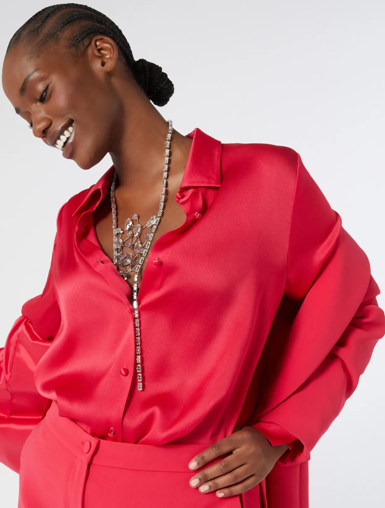 Blouses | Blouses & Shirts | Marina Rinaldi Lightweight satin shirt FUCHSIA