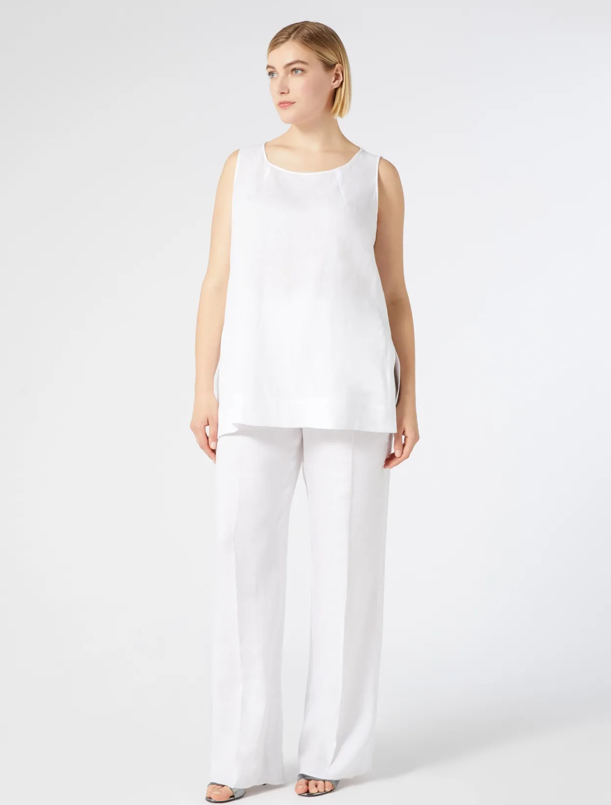 Trousers & Jeans | Trousers & Jeans | Marina Rinaldi Linen canvas trousers OPTICALWHITE