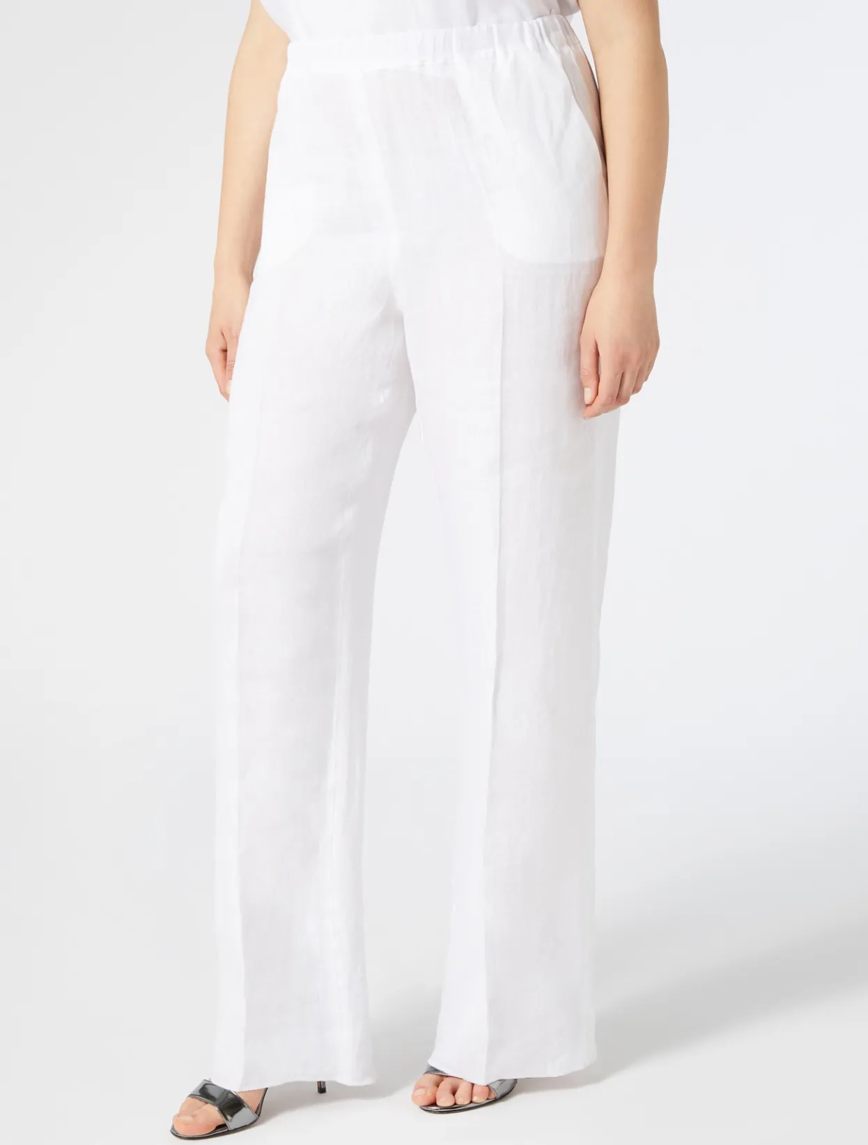 Trousers & Jeans | Trousers & Jeans | Marina Rinaldi Linen canvas trousers OPTICALWHITE