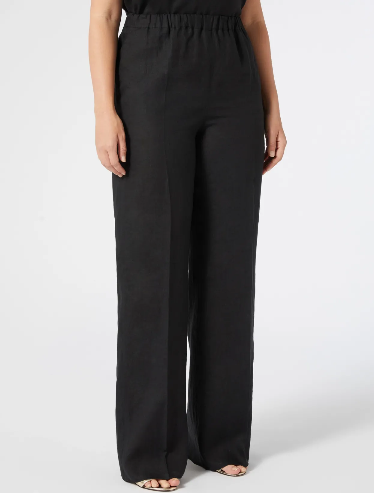 Trousers & Jeans | Trousers & Jeans | Marina Rinaldi Linen canvas trousers BLACK