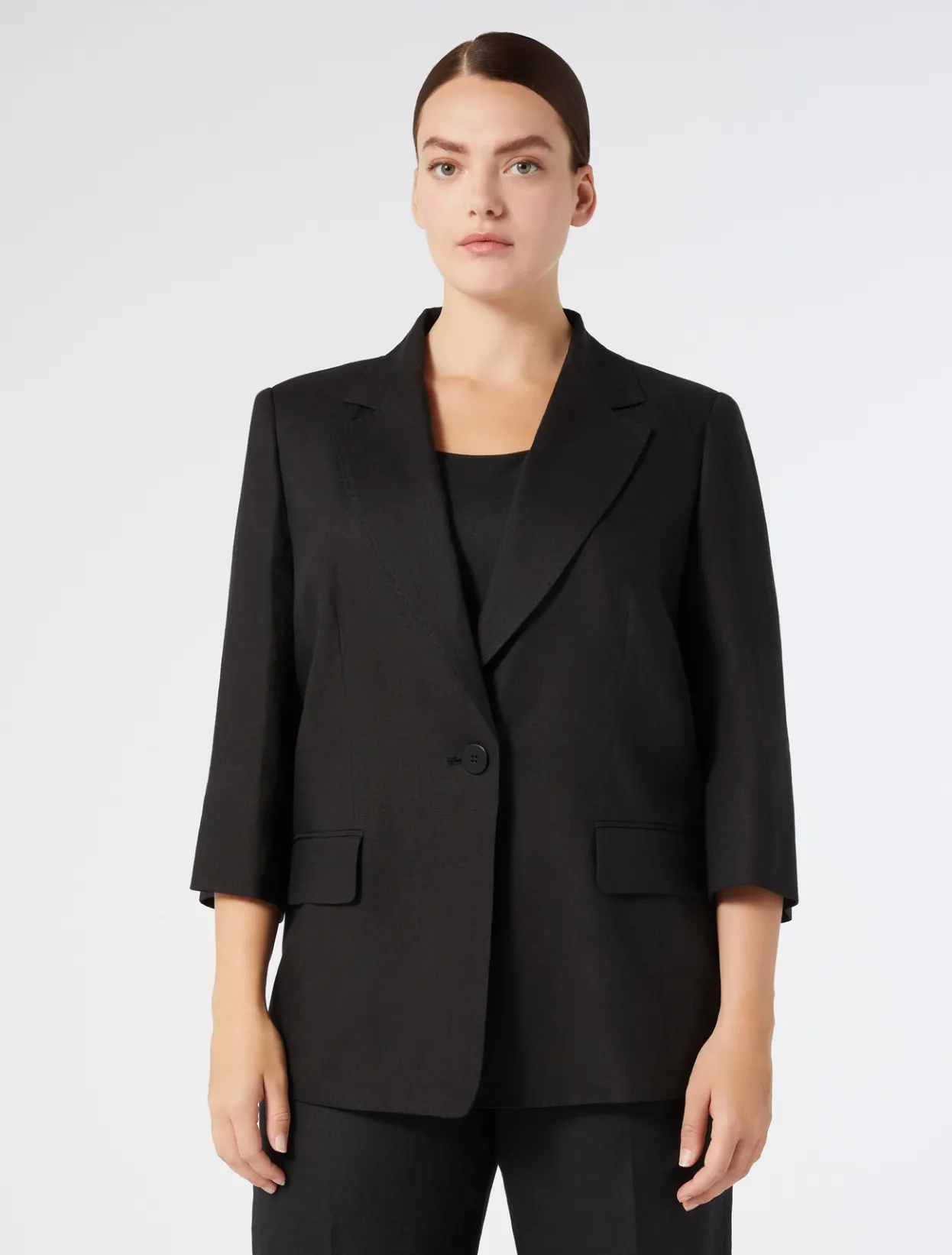 Jacket & Blazers | Jacket & Blazers | Marina Rinaldi Linen jacket BLACK