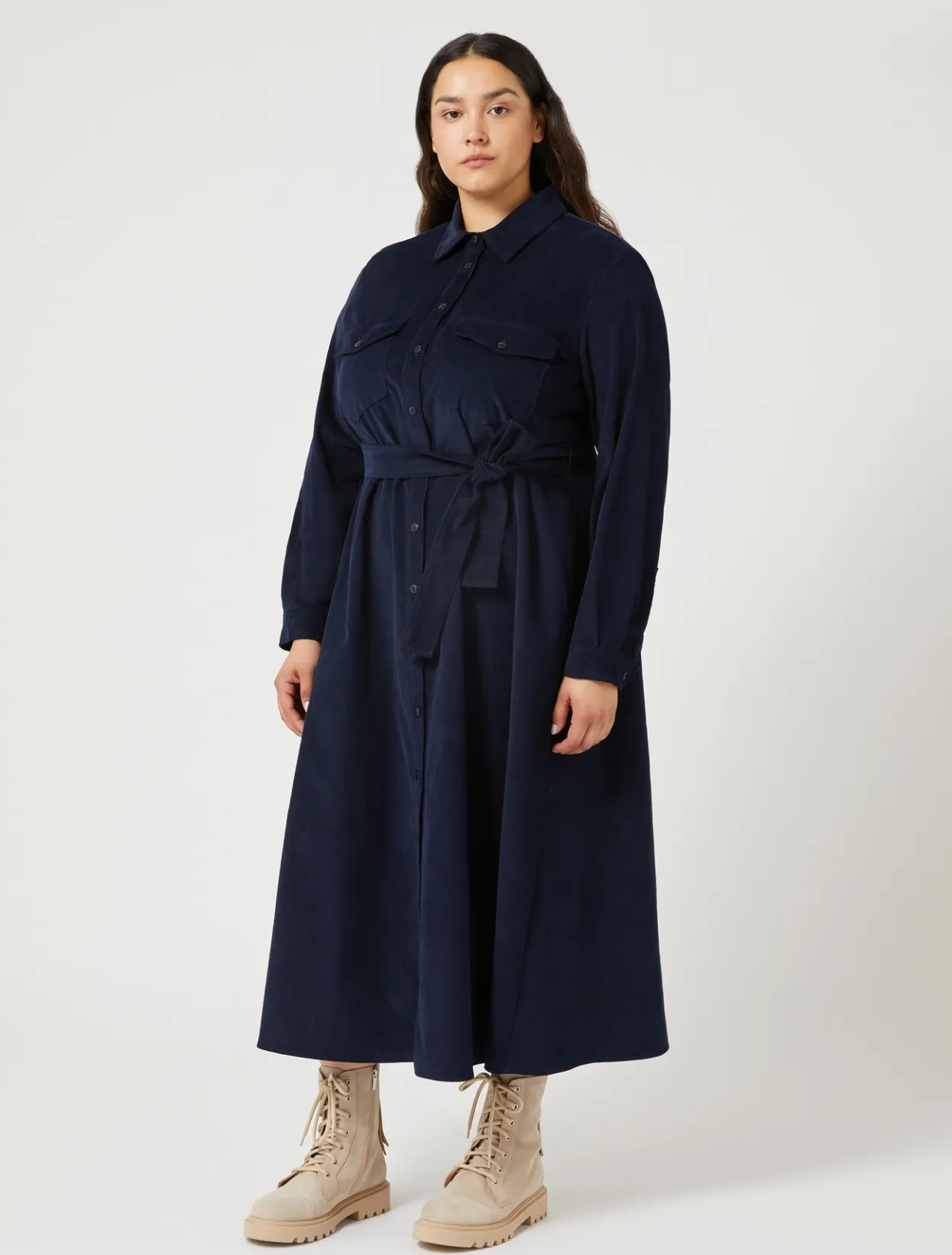 Dresses | Dresses | Marina Rinaldi Long corduroy dress NAVY