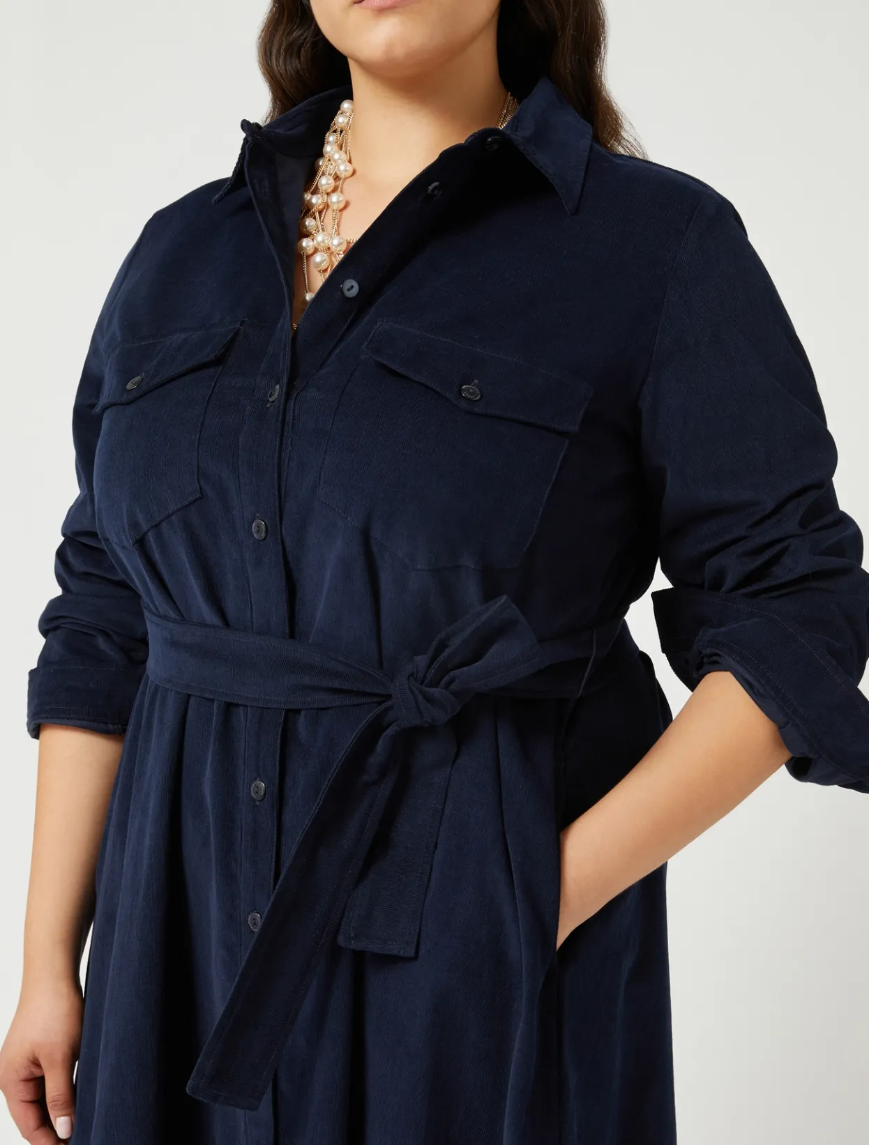 Dresses | Dresses | Marina Rinaldi Long corduroy dress NAVY