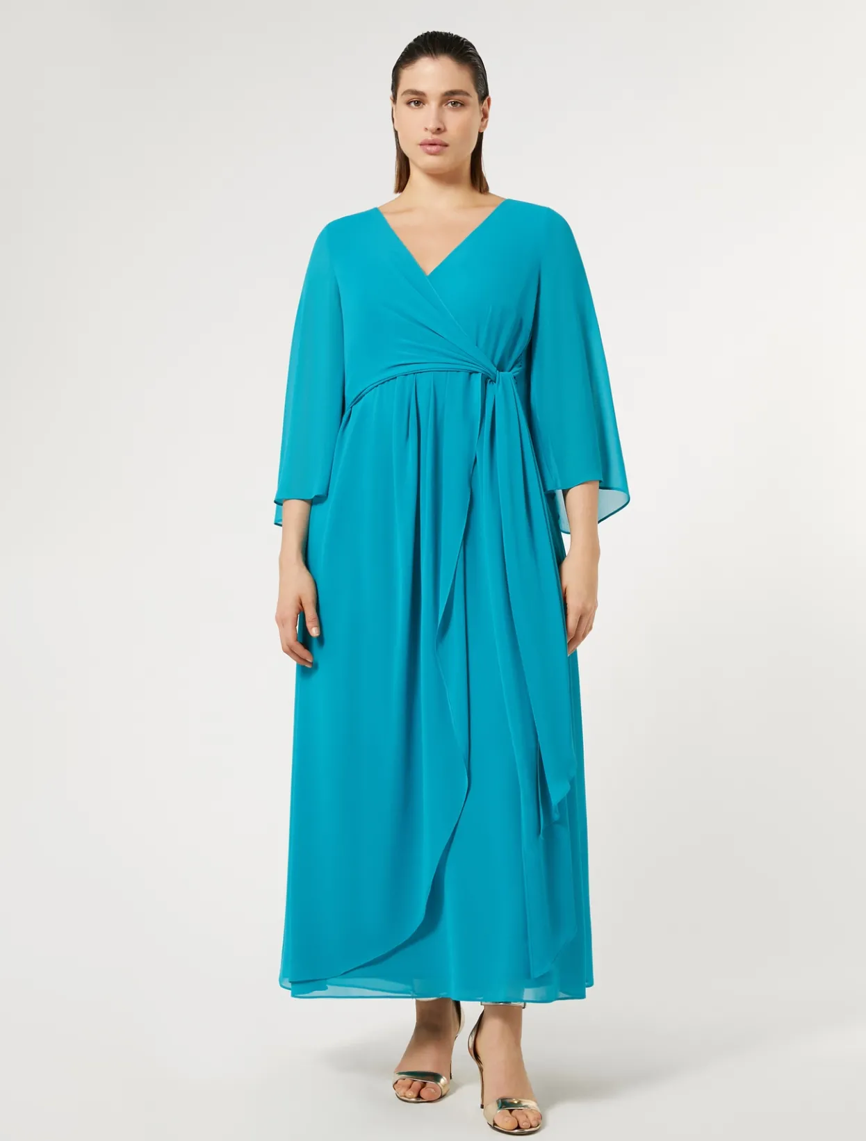 Dresses | Dresses | Marina Rinaldi Long crepe de chine dress TURQUOISE