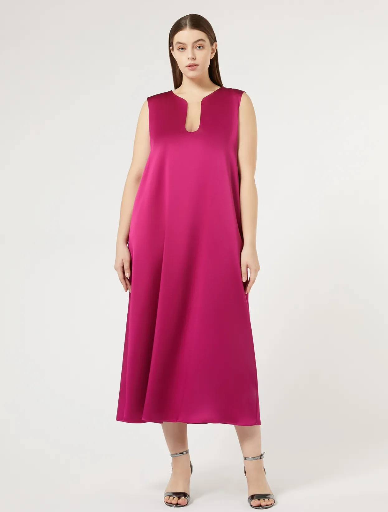 Dresses | Dresses | Marina Rinaldi Long crepe envers satin dress RASPBERRY