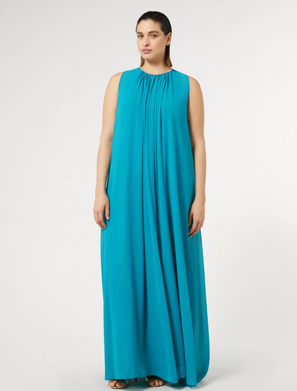 Dresses | Dresses | Marina Rinaldi Long crepe georgette dress TURQUOISE