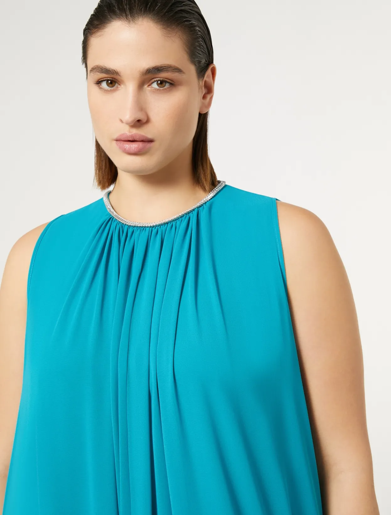 Dresses | Dresses | Marina Rinaldi Long crepe georgette dress TURQUOISE