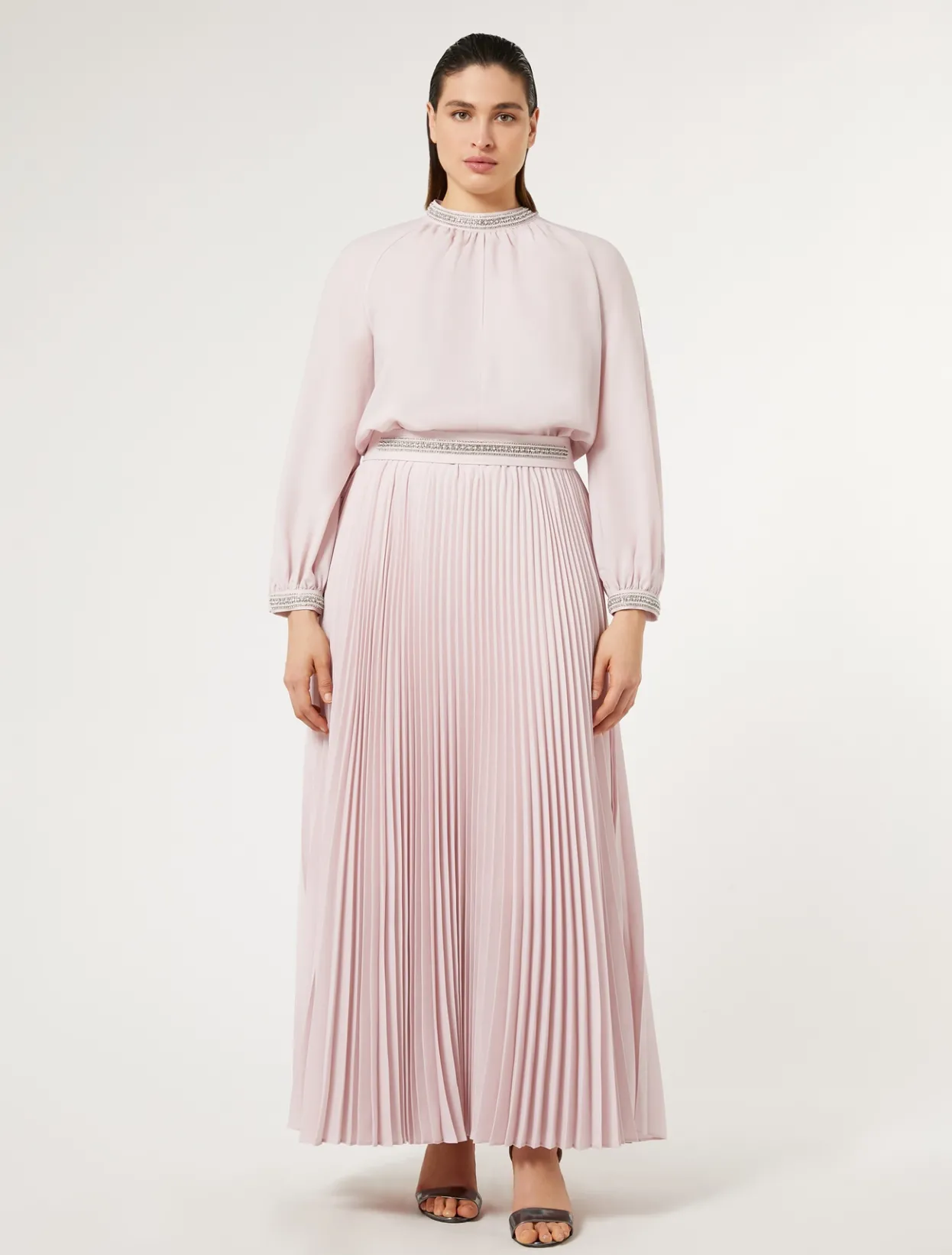 Dresses | Dresses | Marina Rinaldi Long crêpe dress with embroidery PINK