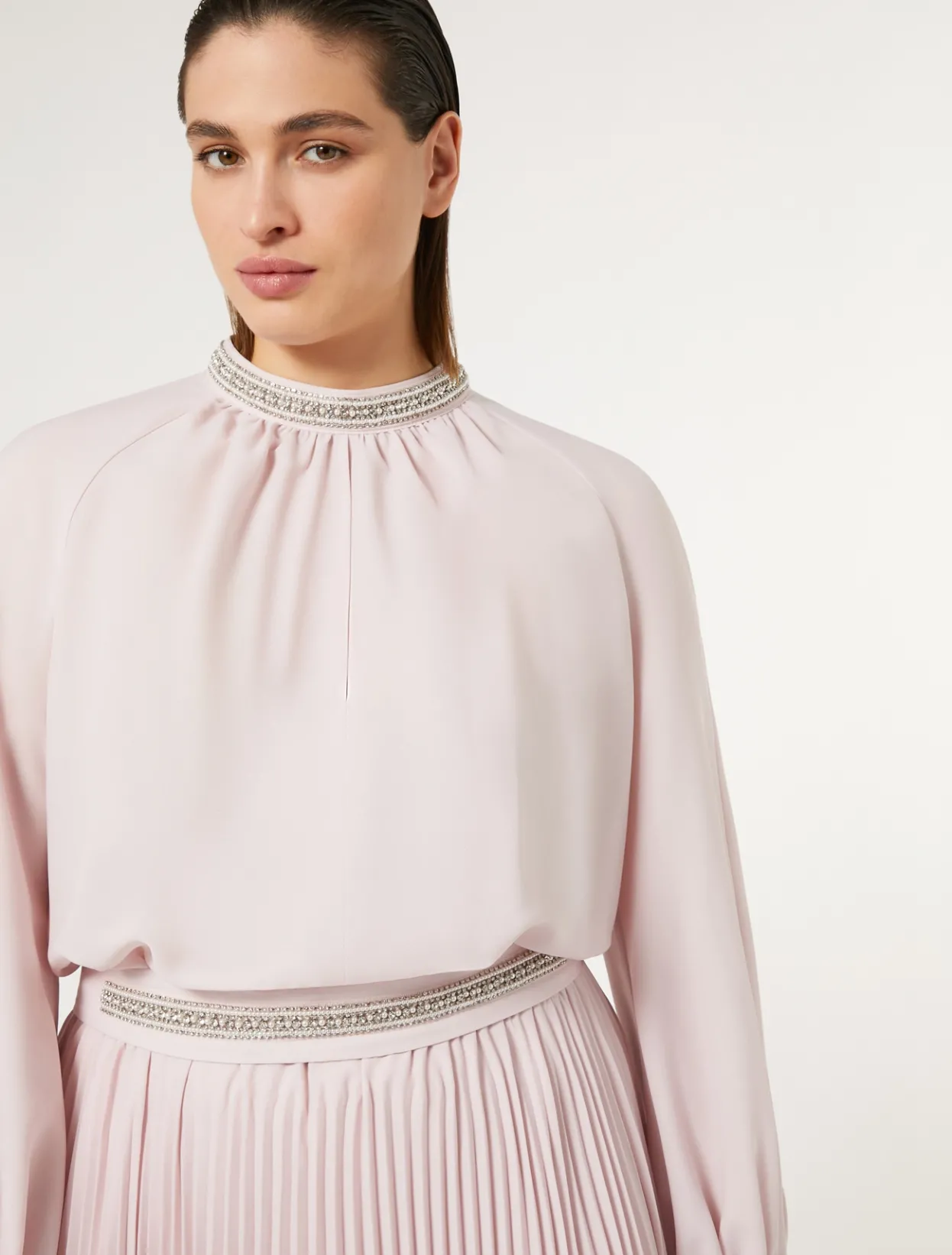 Dresses | Dresses | Marina Rinaldi Long crêpe dress with embroidery PINK