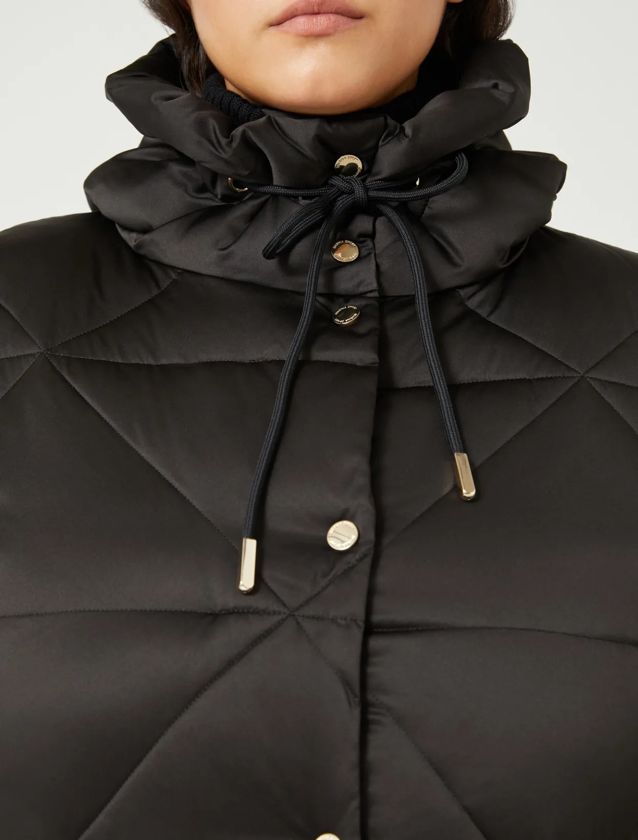 Down Jackets | Down Jackets | Marina Rinaldi Long padded jacket in water-repellent satin BLACK