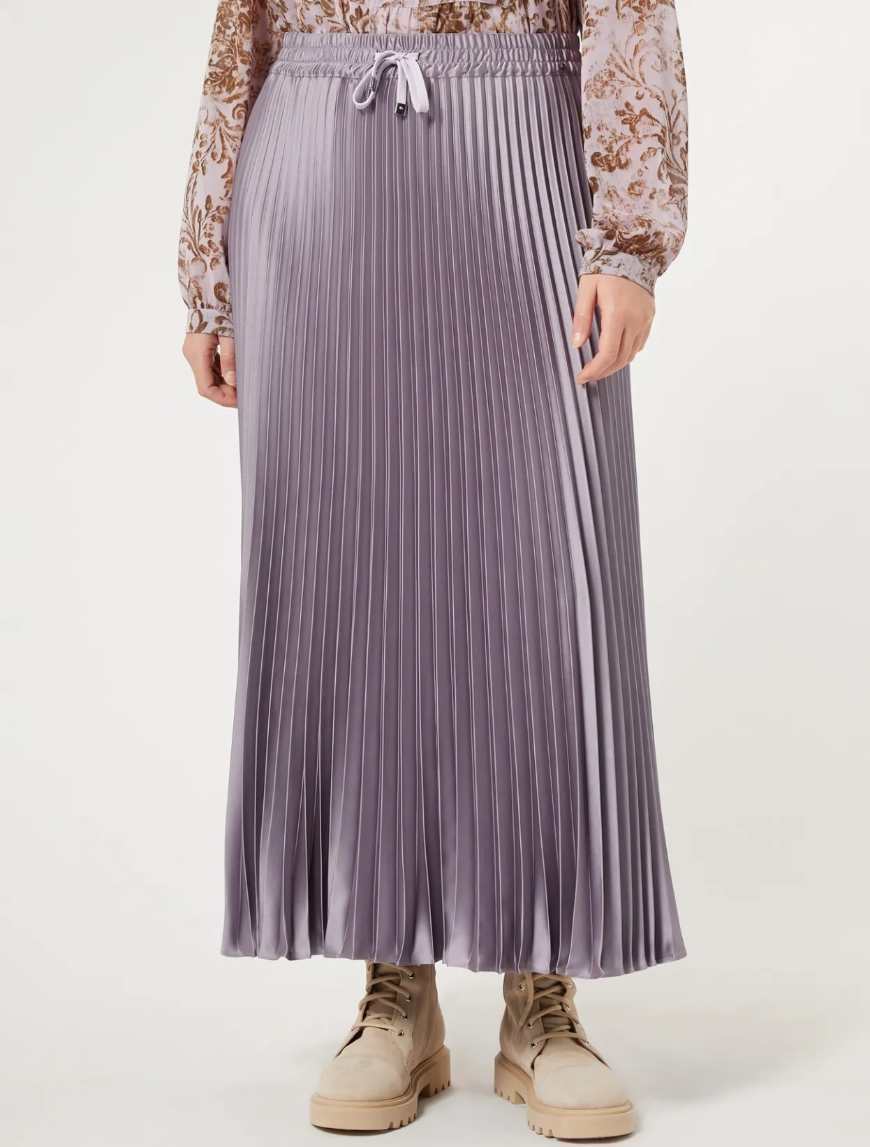 Skirts | Skirts | Marina Rinaldi Long pleated satin skirt LAVENDER