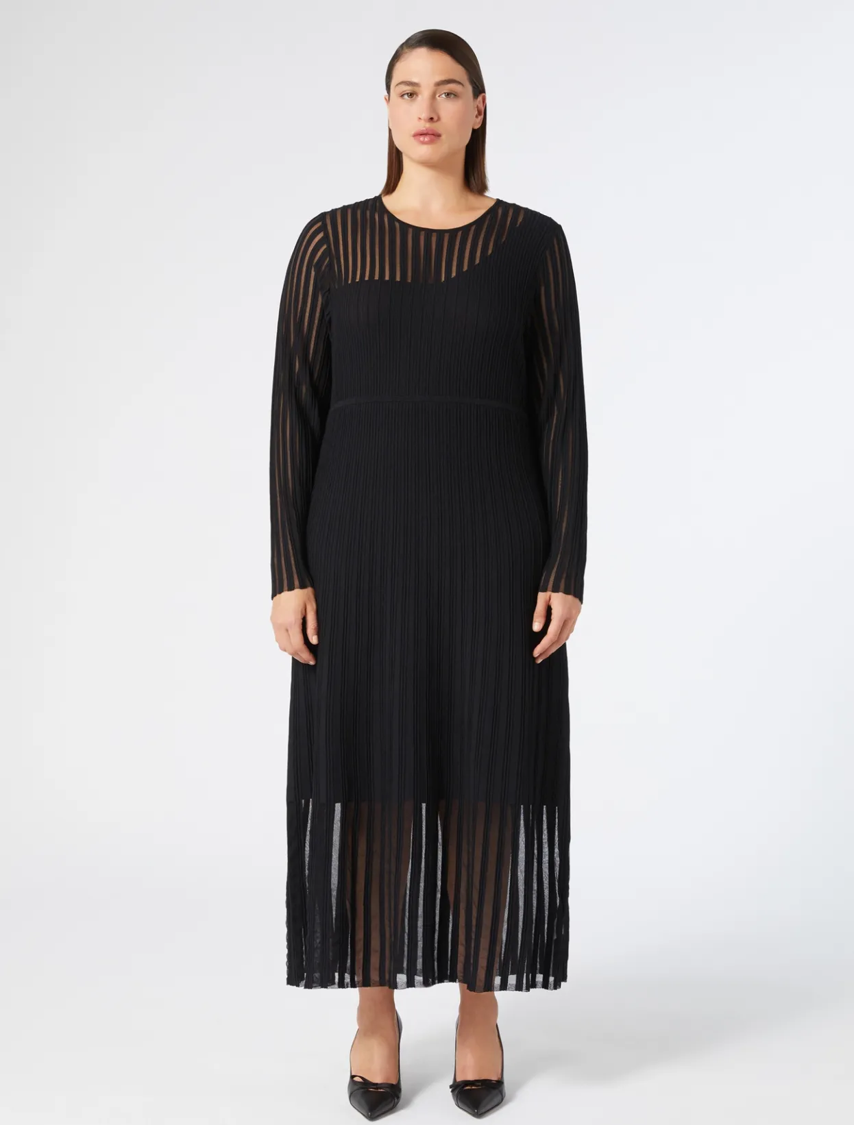 Dresses | Dresses | Marina Rinaldi Long ribbbed viscose dress BLACK