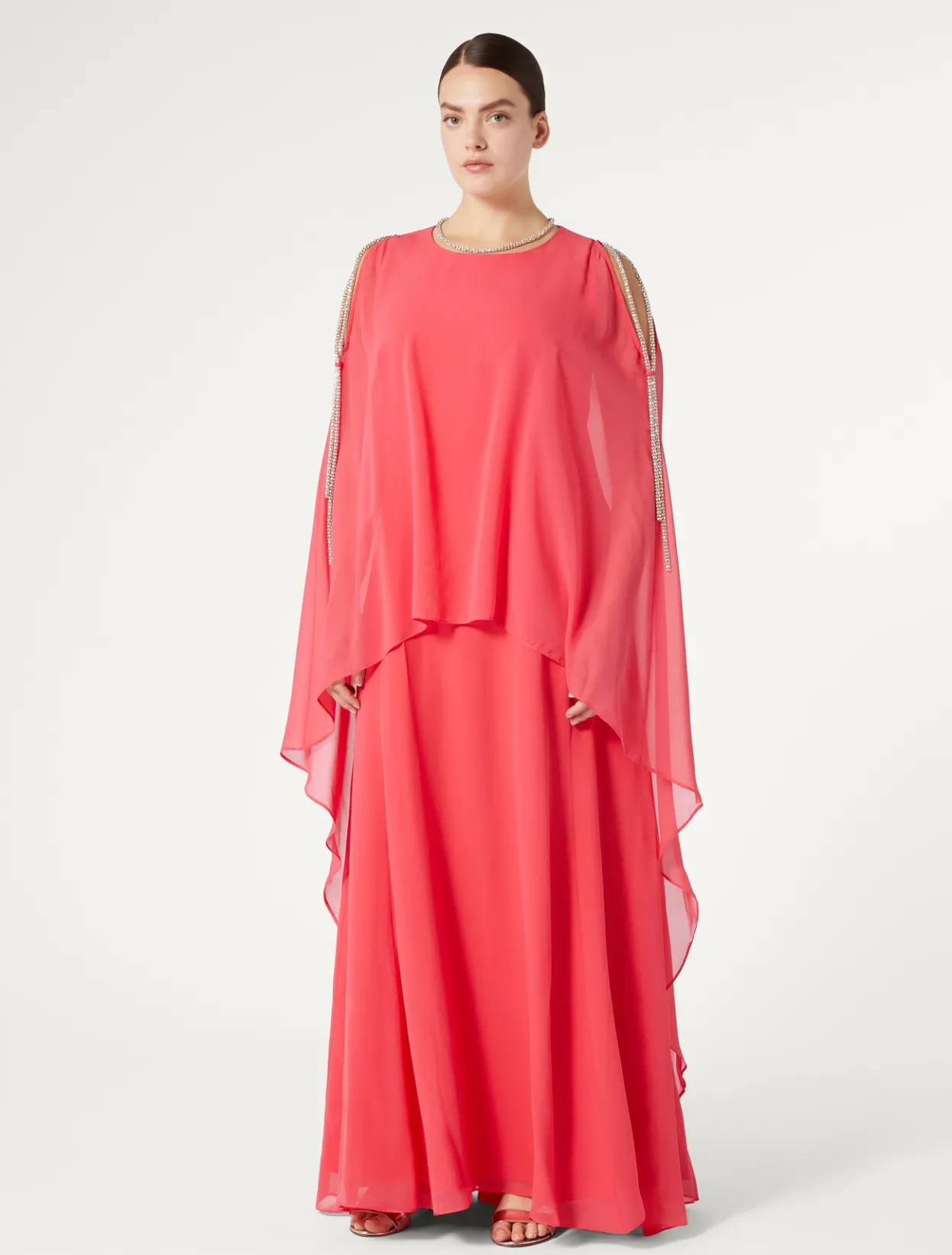 Dresses | Dresses | Marina Rinaldi Long silk georgette dress PINK