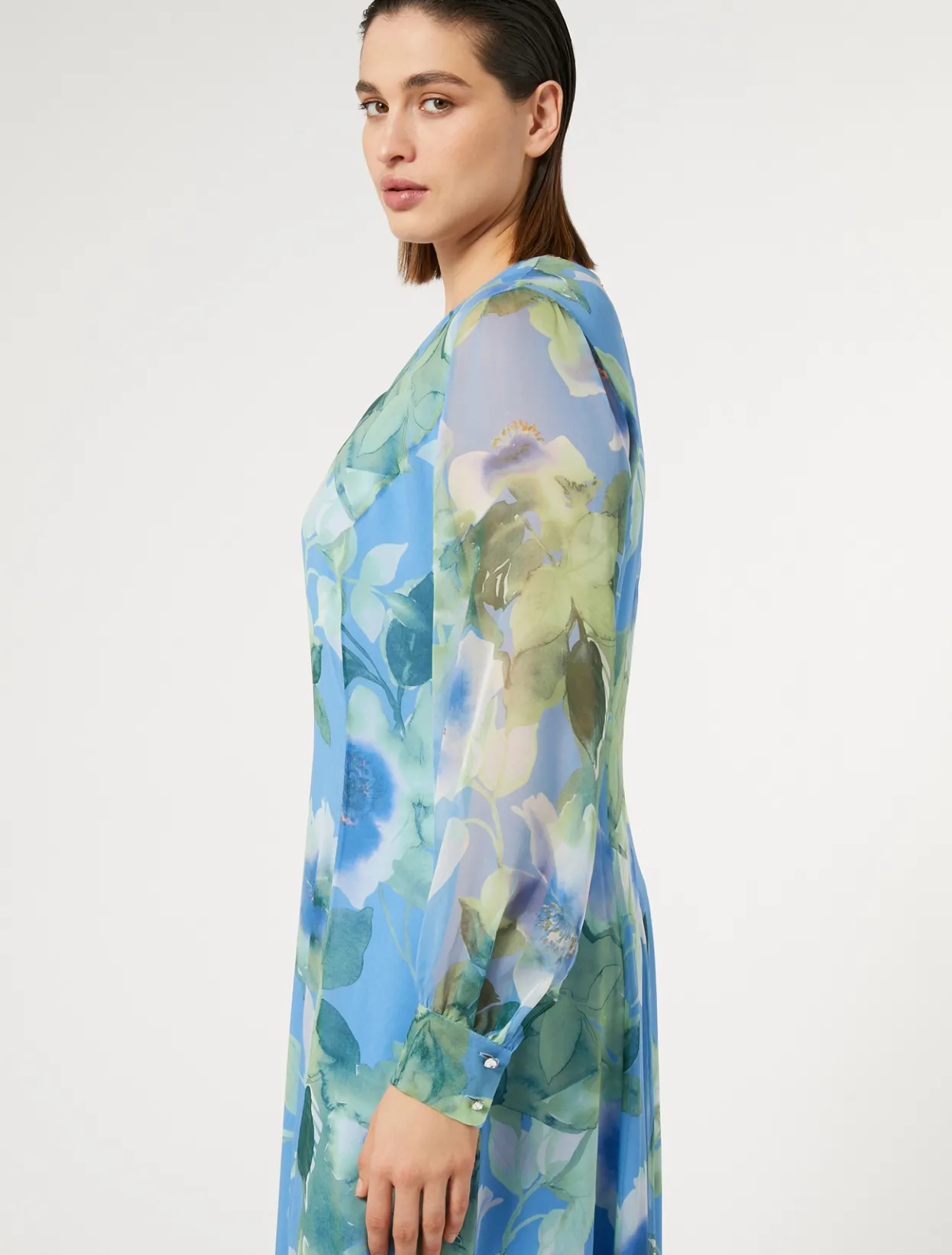 Dresses | Dresses | Marina Rinaldi Long silk georgette dress LIGHTBLUE