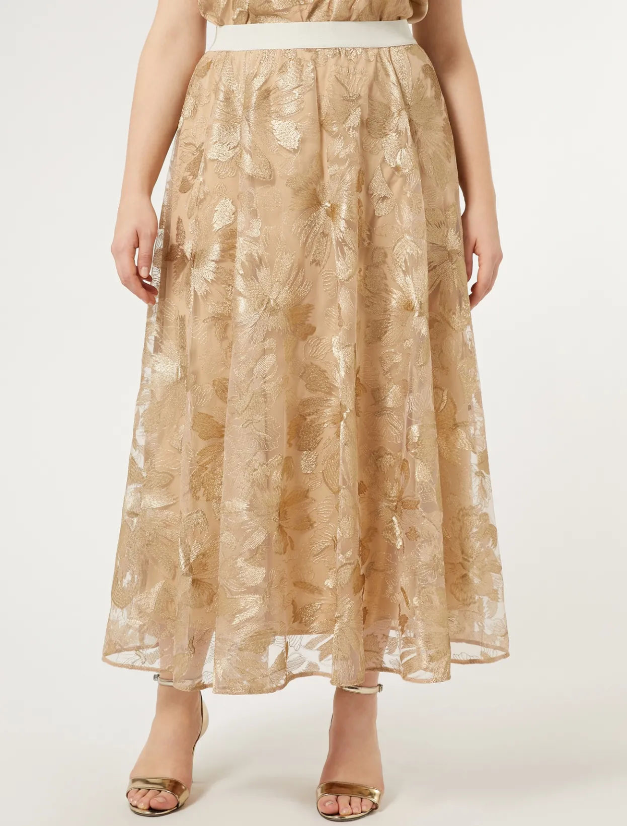 Trousers And Skirts | Skirts | Marina Rinaldi Long tulle skirt LIGHTGOLD