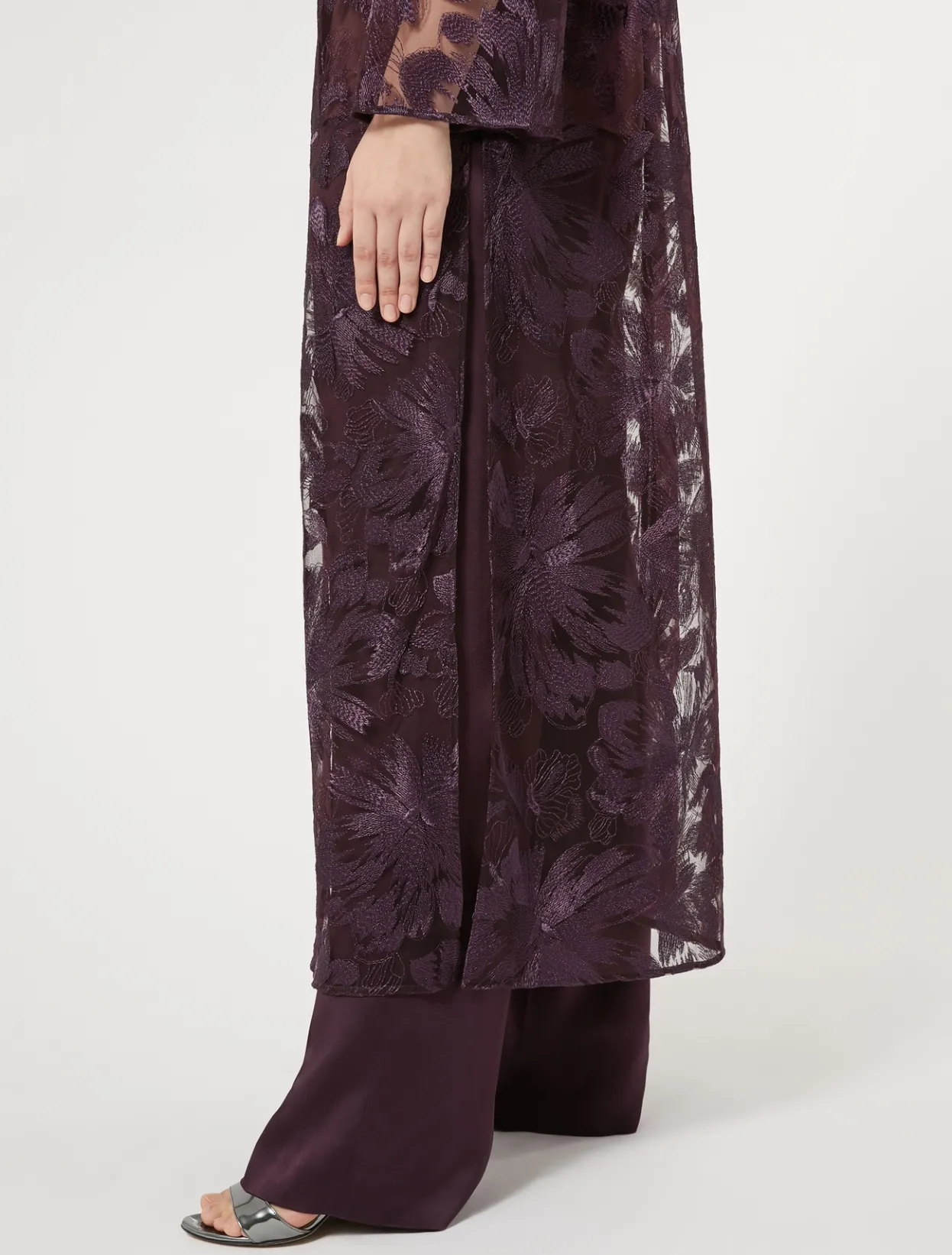 Blouses | Blouses & Shirts | Marina Rinaldi Long tulle tunic with embroidery BORDEAUX