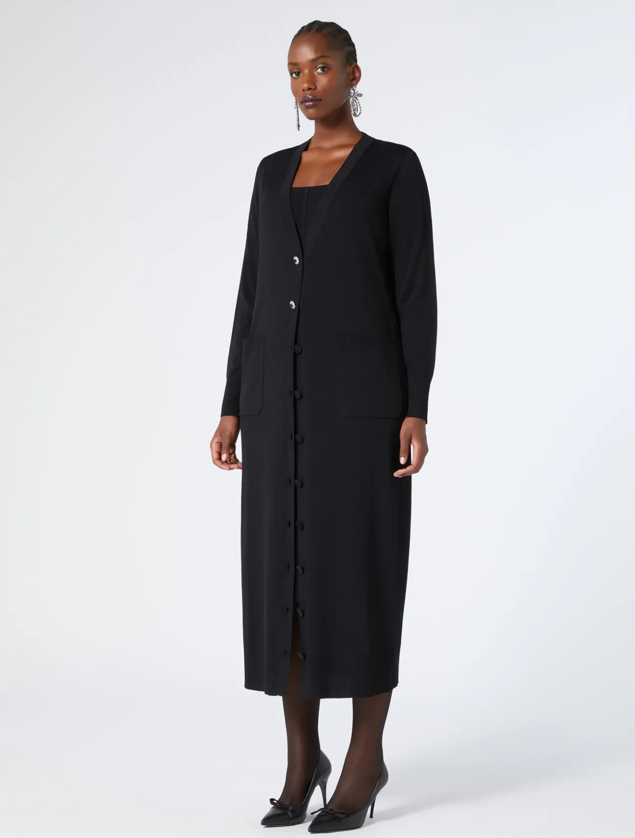 Knitwear | Knitwear | Marina Rinaldi Long viscose cardigan BLACK