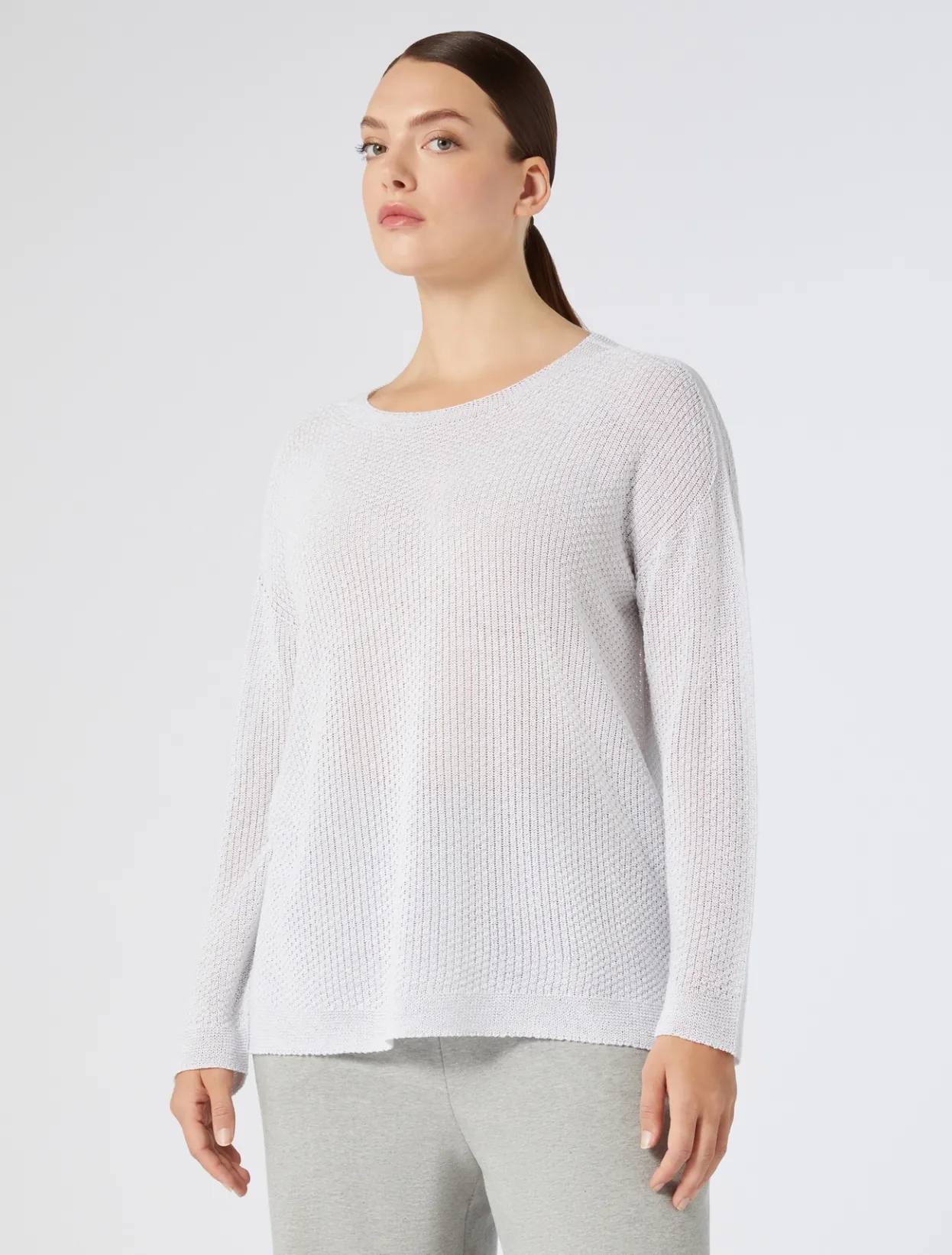 Knitwear | Knitwear | Marina Rinaldi Lurex cotton sweater OPTICALWHITE