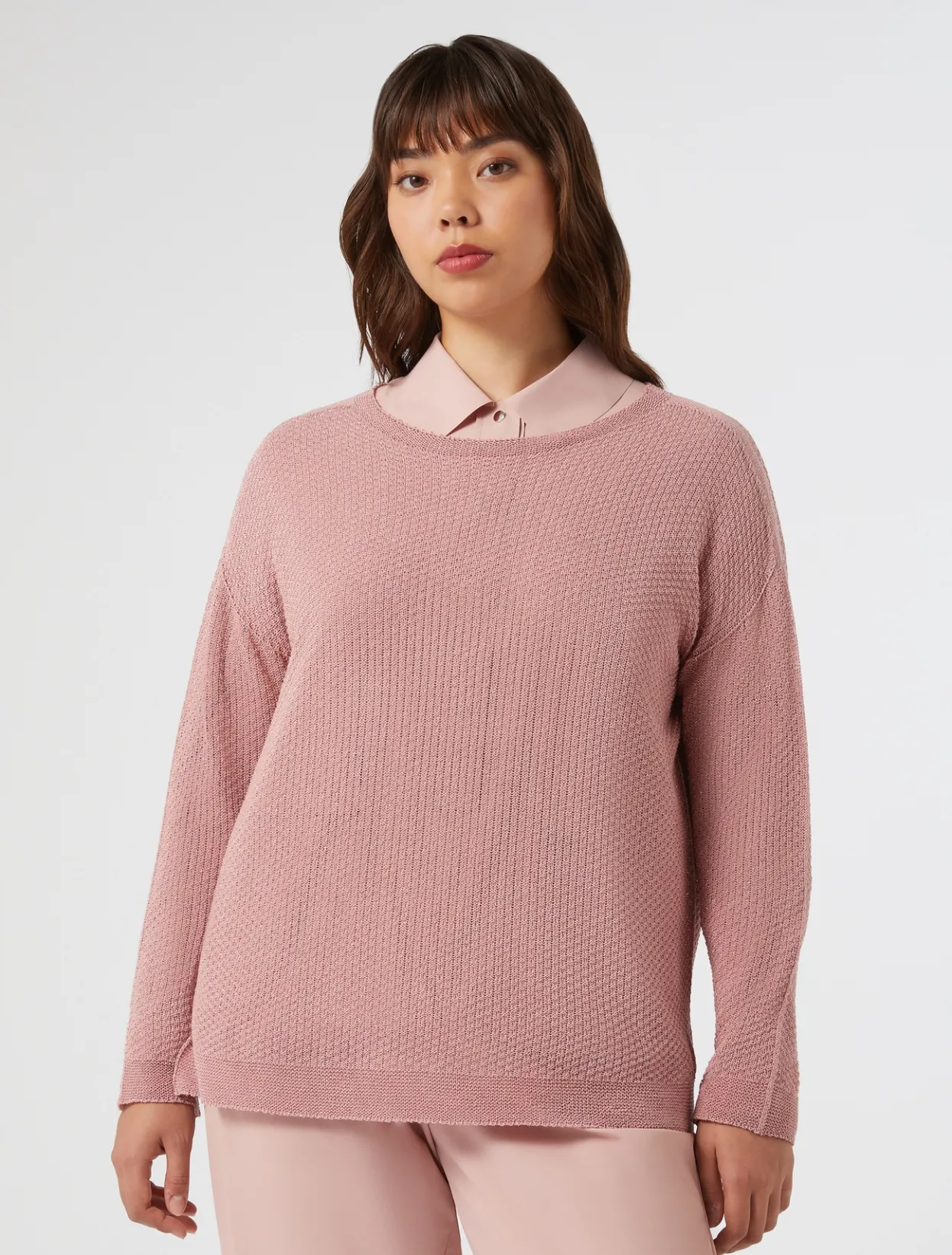 Knitwear | Knitwear | Marina Rinaldi Lurex cotton sweater ANTIQUEROSE