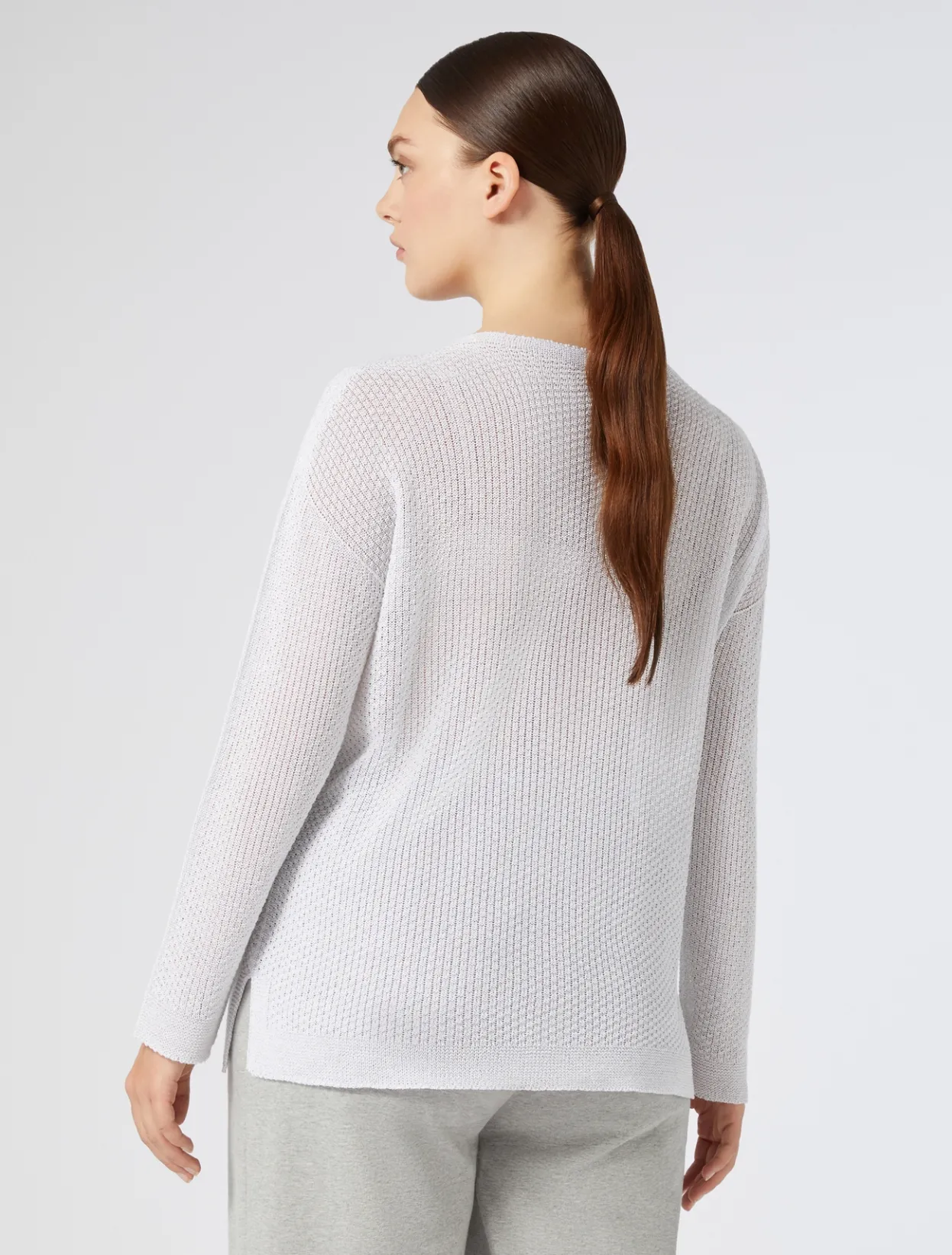 Knitwear | Knitwear | Marina Rinaldi Lurex cotton sweater OPTICALWHITE