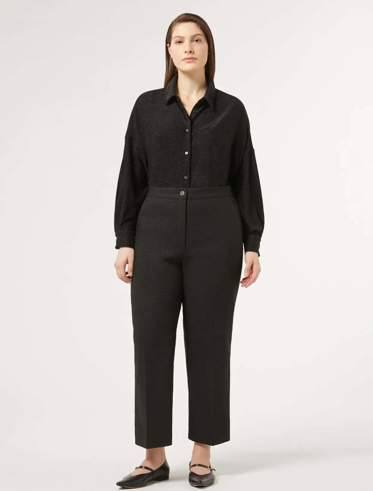 Trousers & Jeans | Trousers & Jeans | Marina Rinaldi Lurex jacquard trousers BLACK