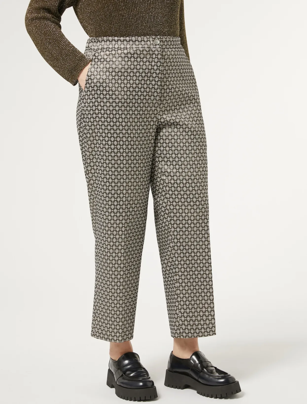 Trousers & Jeans | Trousers & Jeans | Marina Rinaldi Lurex jacquard trousers SAND