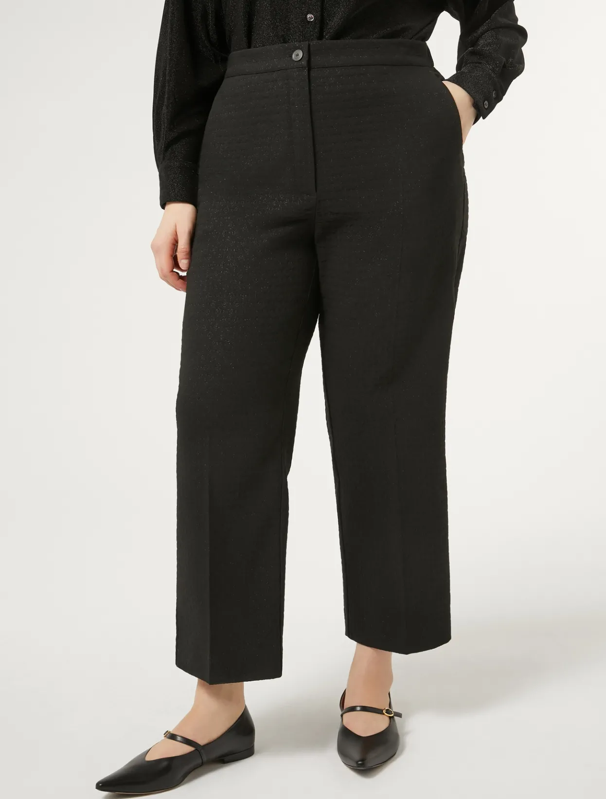 Trousers & Jeans | Trousers & Jeans | Marina Rinaldi Lurex jacquard trousers BLACK