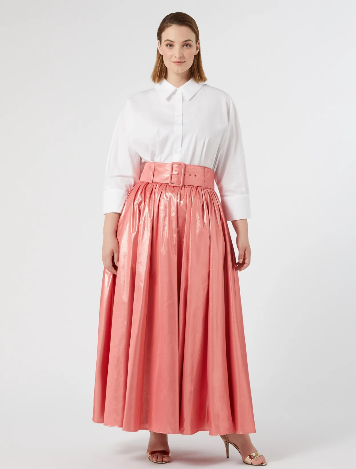 Skirts | Skirts | Marina Rinaldi Lurex taffeta skirt PEARLYPINKGOLD