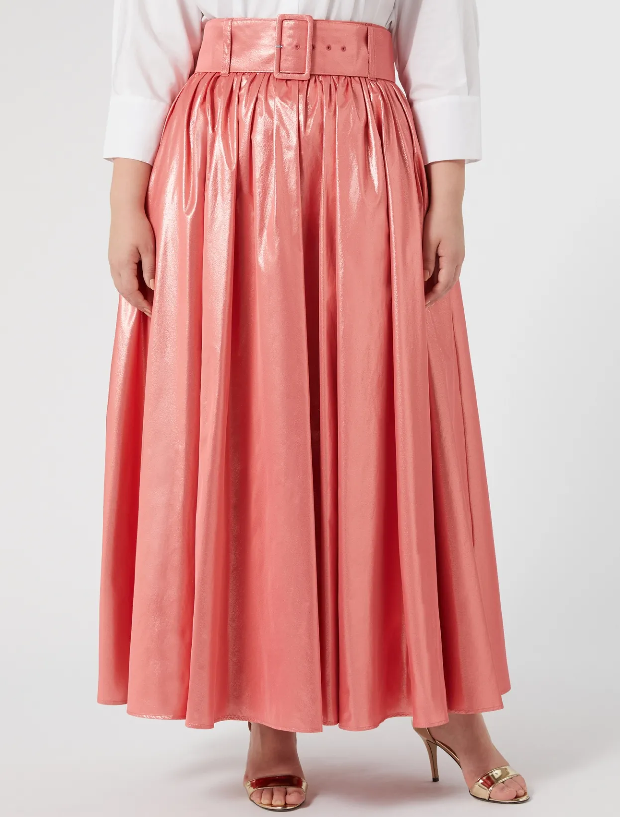 Skirts | Skirts | Marina Rinaldi Lurex taffeta skirt PEARLYPINKGOLD