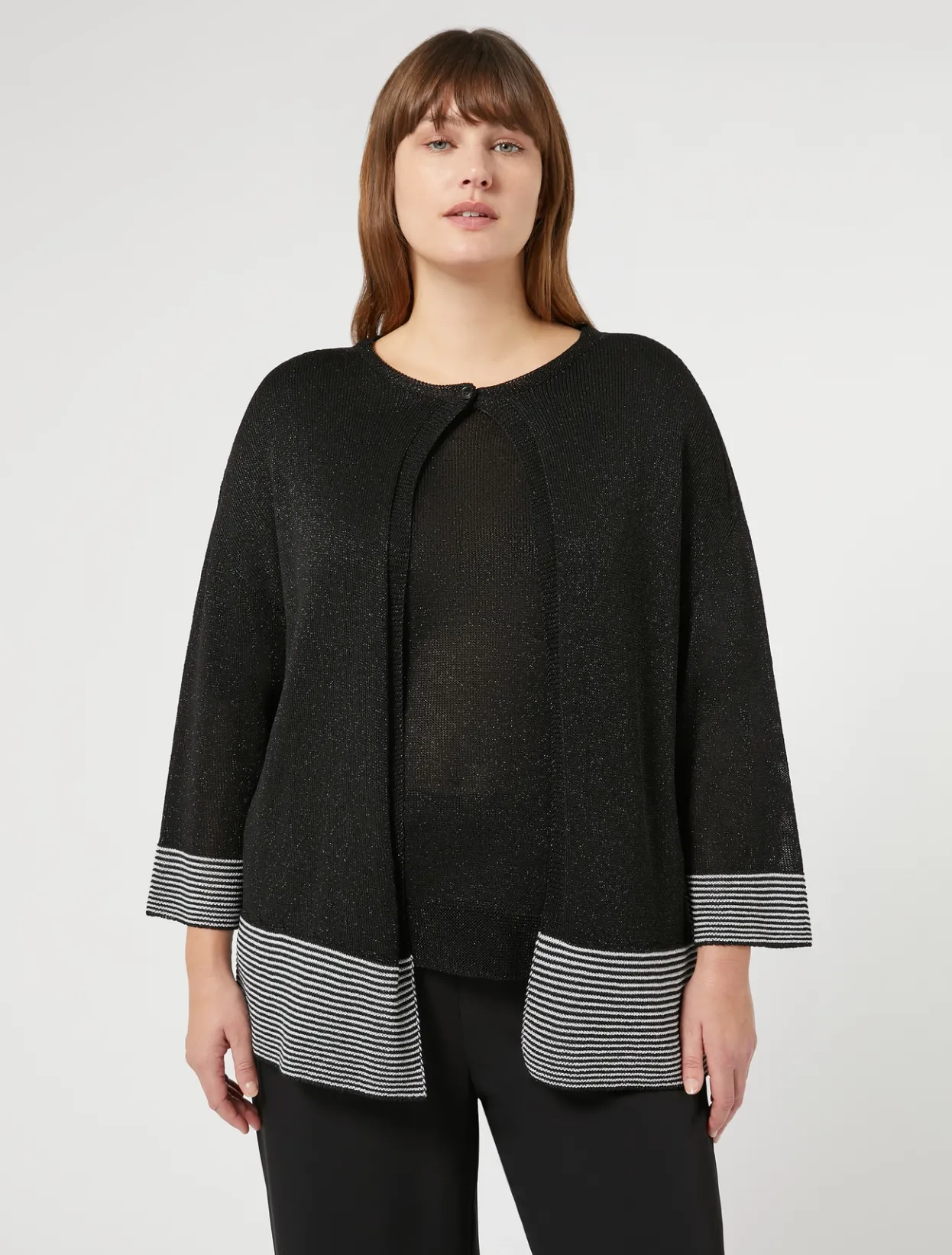 Knitwear | Knitwear | Marina Rinaldi Lurex viscose cardigan BLACK