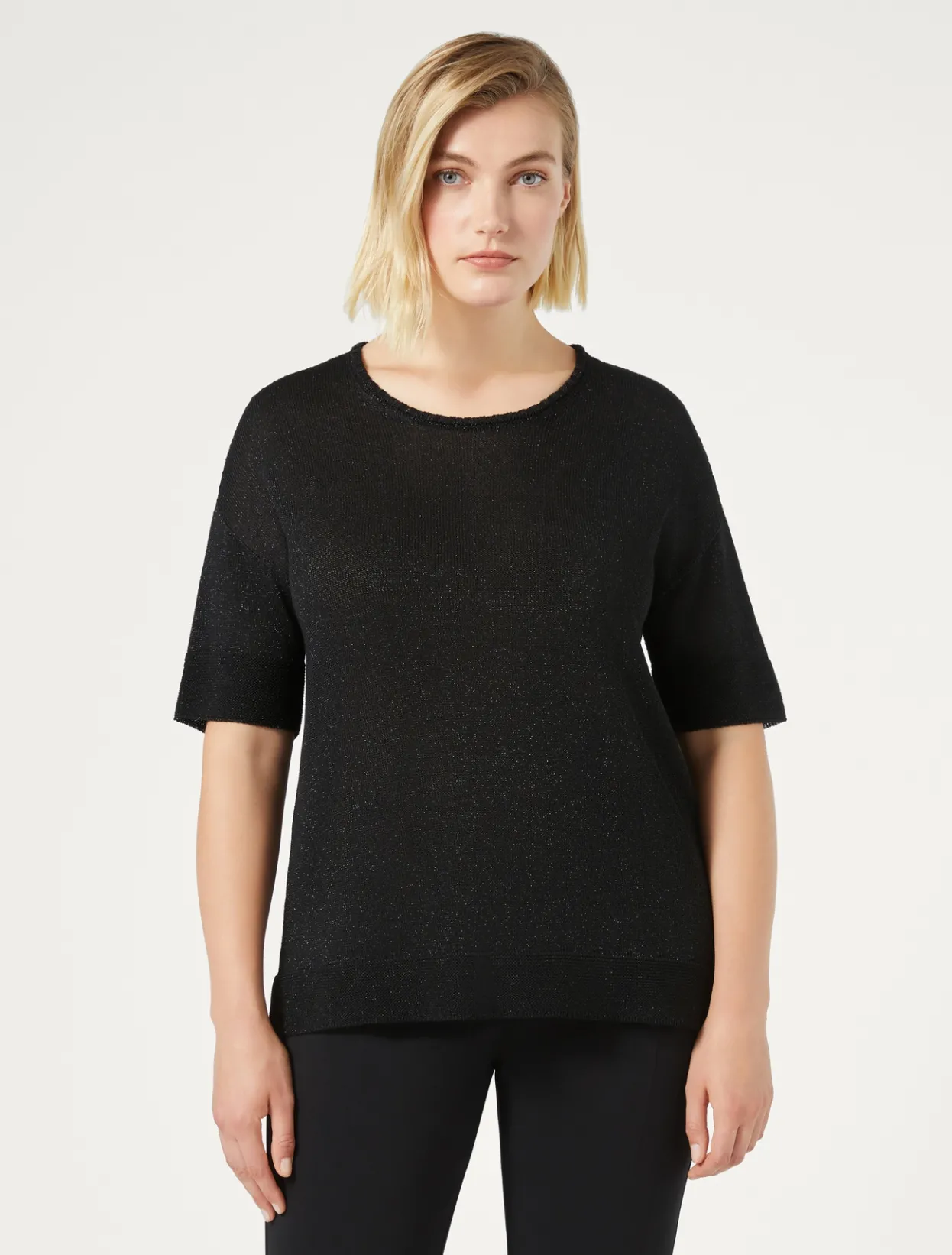 Knitwear | Knitwear | Marina Rinaldi Lurex viscose jumper BLACK