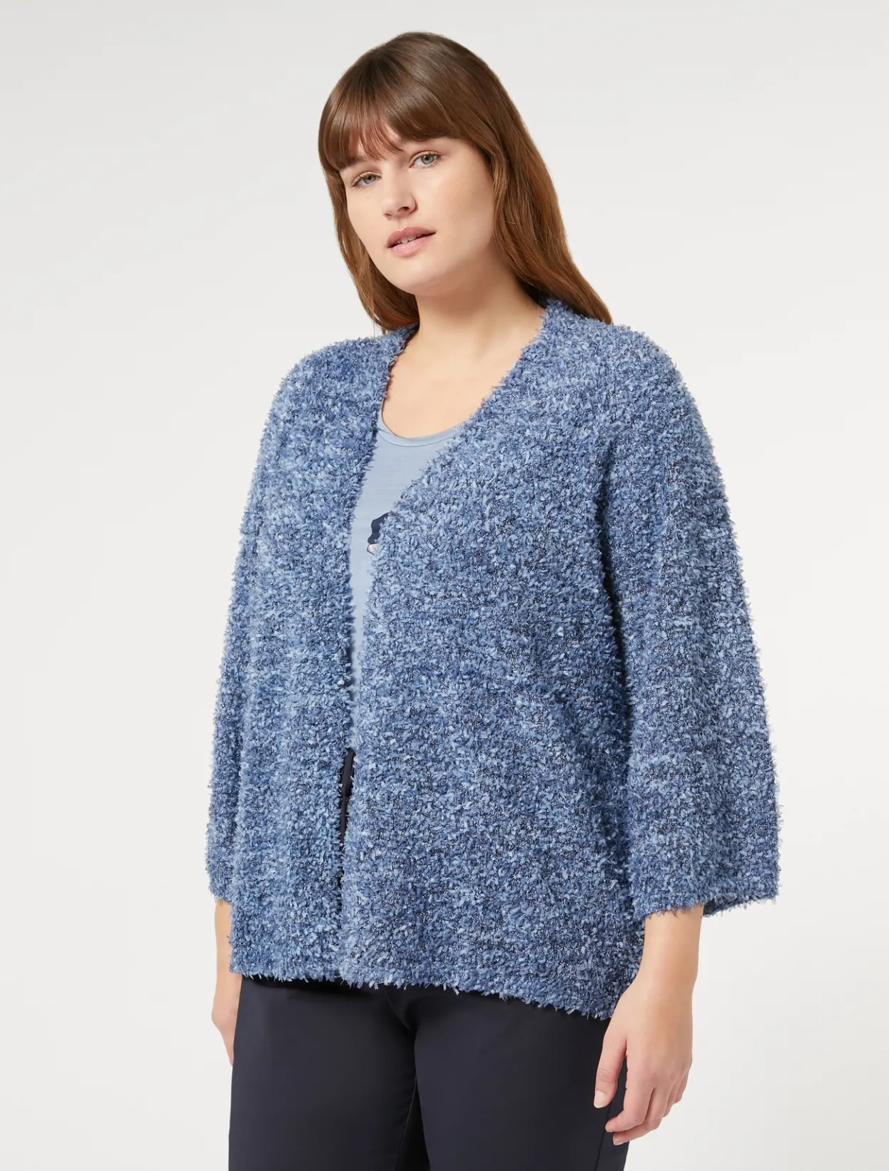 Knitwear | Knitwear | Marina Rinaldi Lurex yarn cardigan LIGHTBLUE