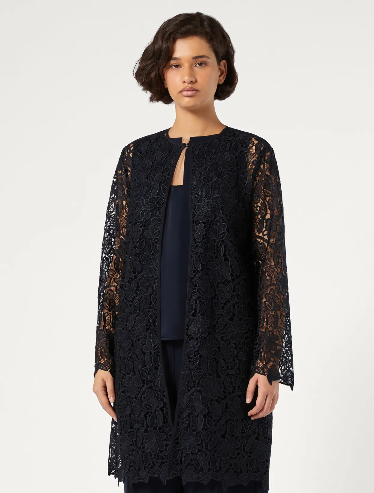 Jackets | Coats | Marina Rinaldi Macramé duster coat MIDNIGHTBLUE