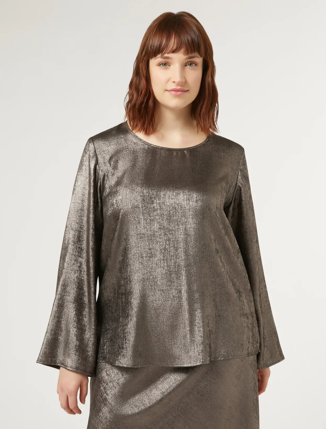 Blouses & Shirts | Blouses & Shirts | Marina Rinaldi Metallic chiffon blouse BRONZE