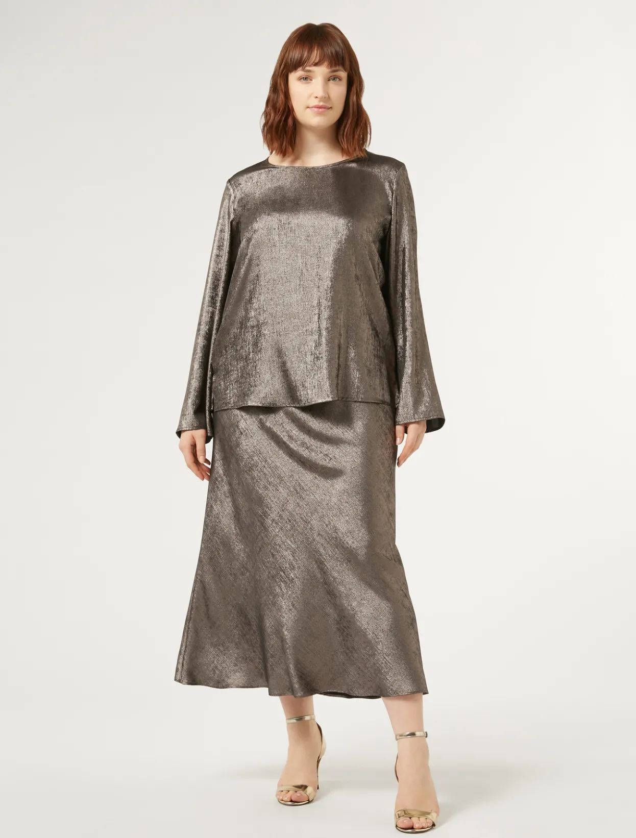 Skirts | Skirts | Marina Rinaldi Metallic chiffon skirt BRONZE