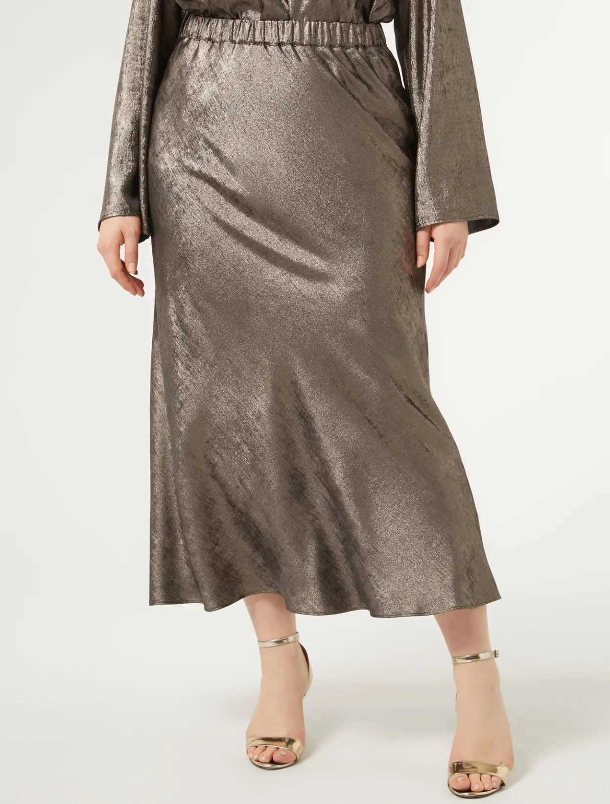 Skirts | Skirts | Marina Rinaldi Metallic chiffon skirt BRONZE