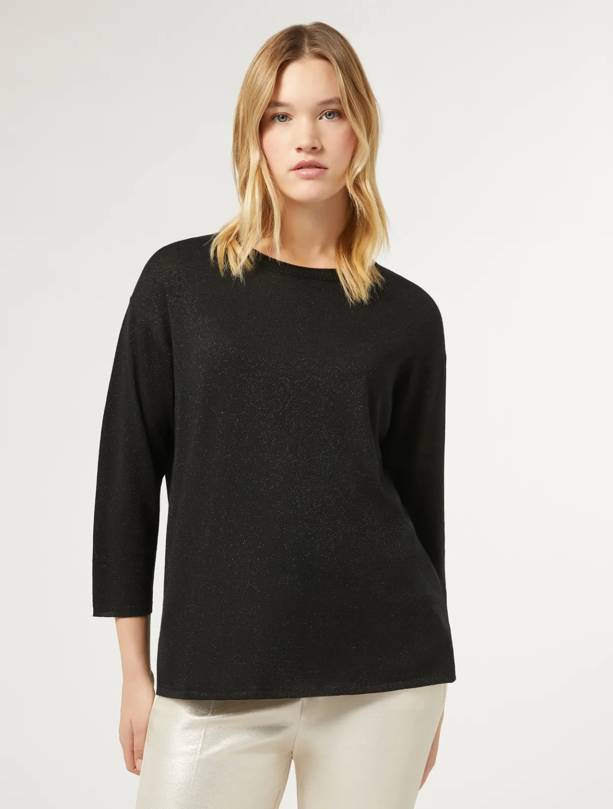 Knitwear | Knitwear | Marina Rinaldi Metallic wool jumper BLACK