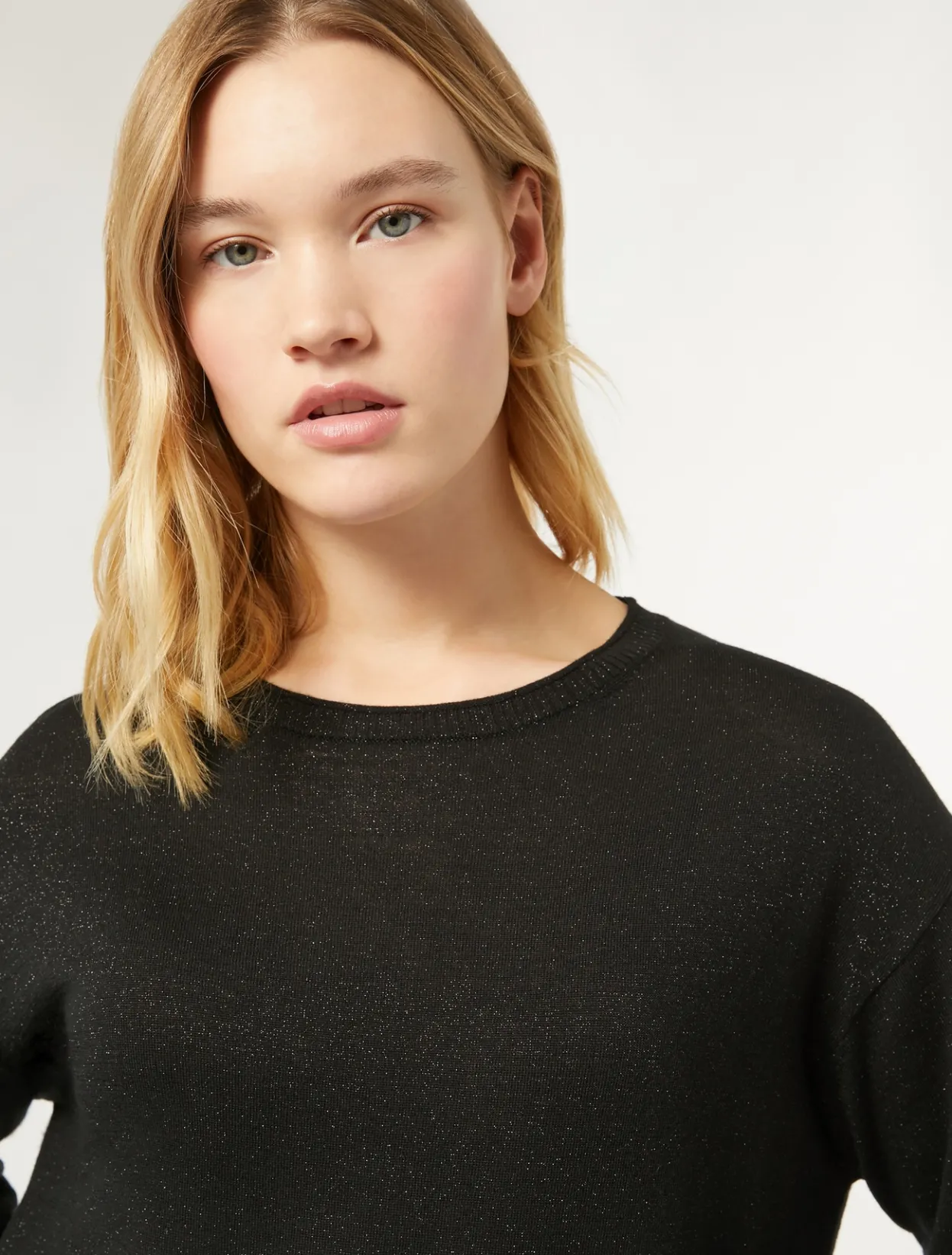 Knitwear | Knitwear | Marina Rinaldi Metallic wool jumper BLACK