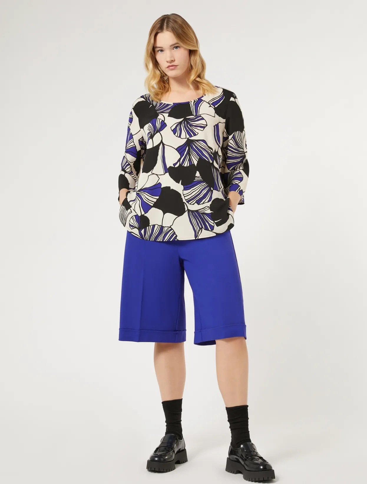 Trousers & Jeans | Trousers & Jeans | Marina Rinaldi Milano-knit jersey Bermuda shorts PURPLE