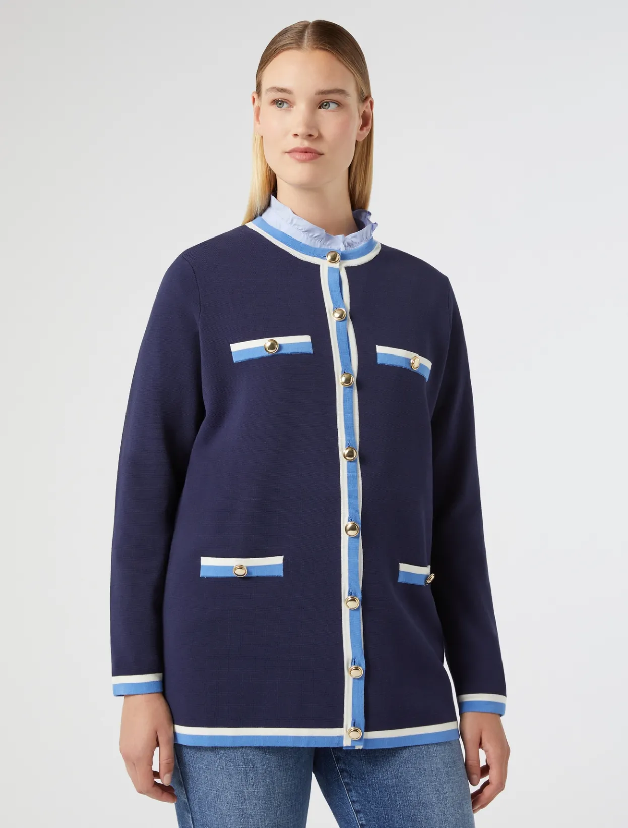 Knitwear | Knitwear | Marina Rinaldi Modal cotton cardigan NAVY