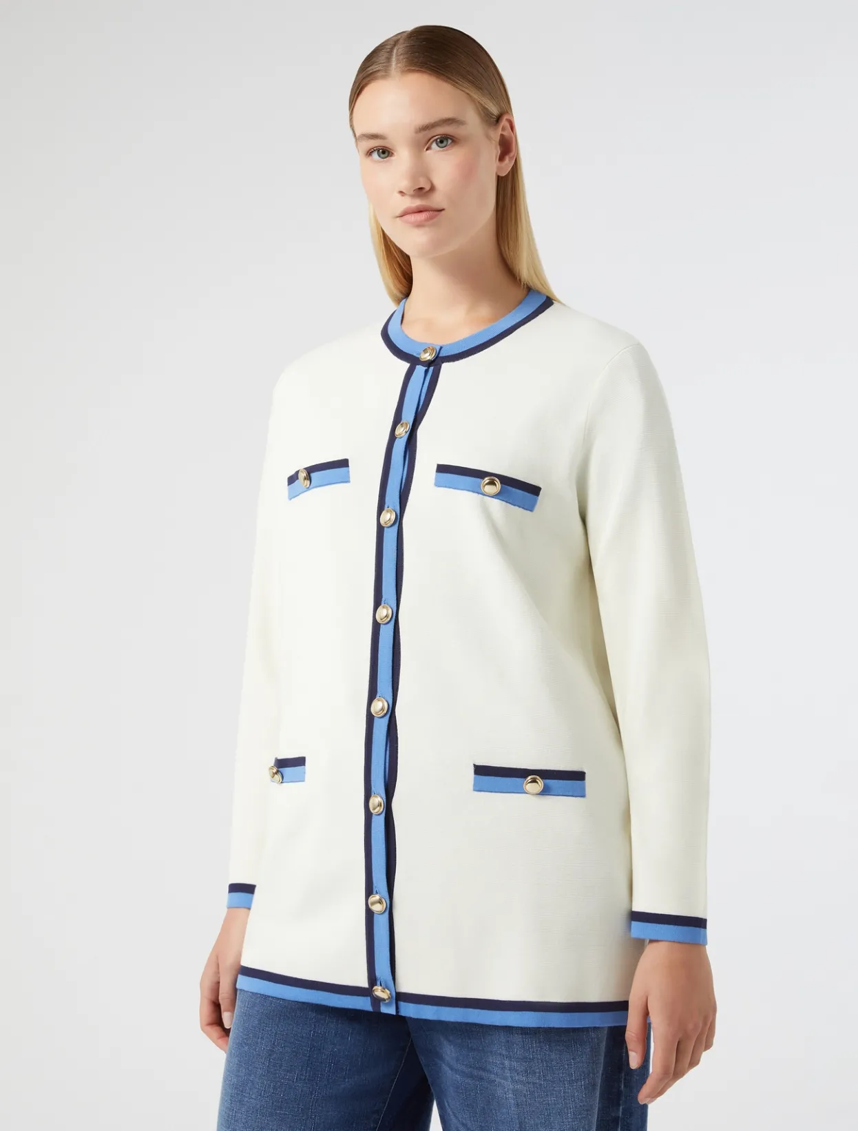 Knitwear | Knitwear | Marina Rinaldi Modal cotton cardigan IVORY