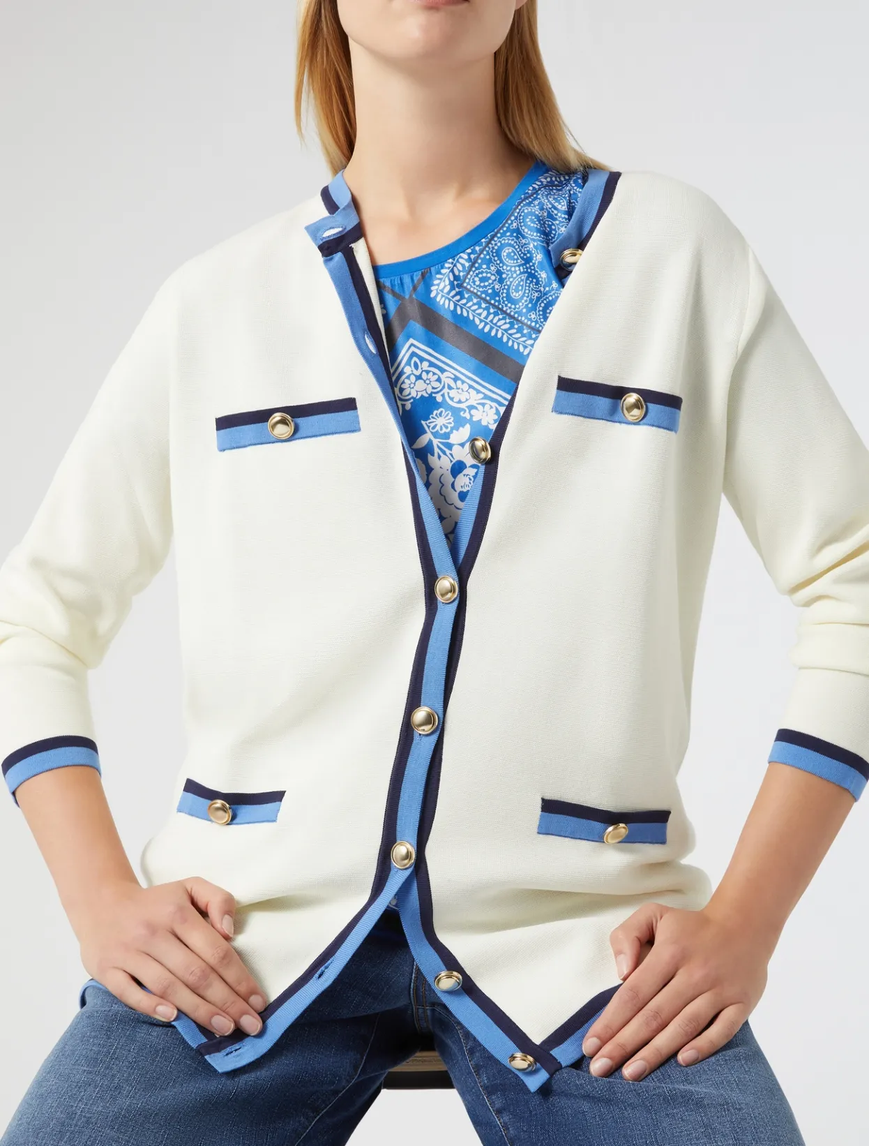 Knitwear | Knitwear | Marina Rinaldi Modal cotton cardigan IVORY