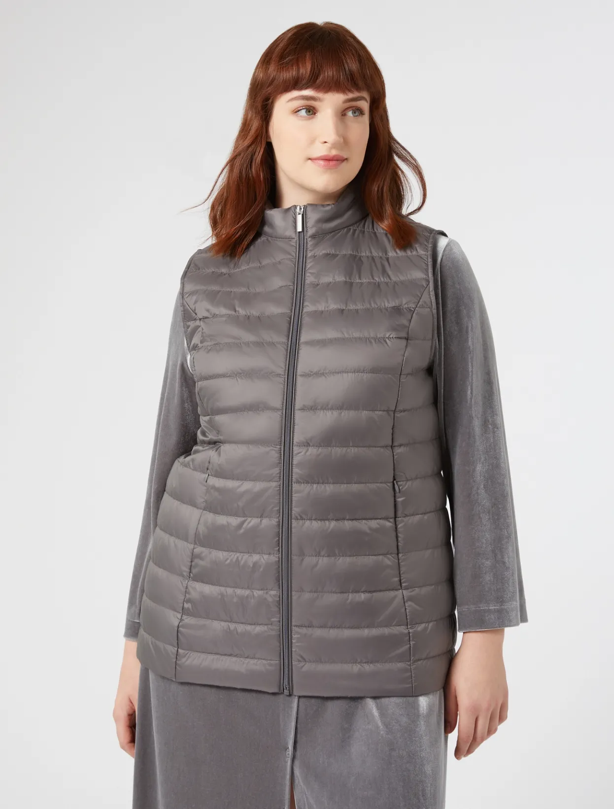 Down Jackets | Down Jackets | Marina Rinaldi Padded gilet MEDIUMGREY