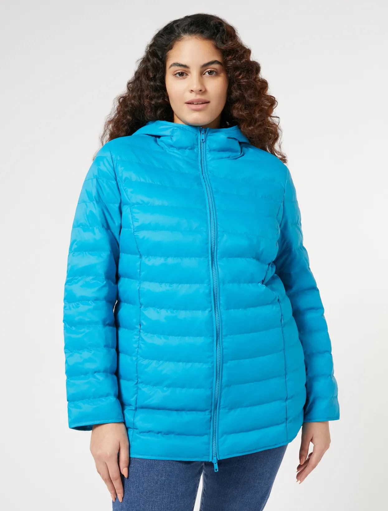 Down Jackets | Down Jackets | Marina Rinaldi Padded jacket in water-repellent nylon canvas TURQUOISE