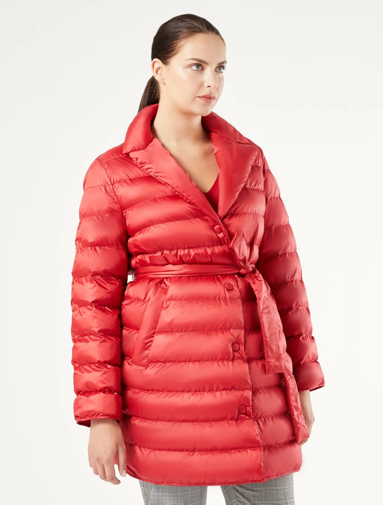 Down Jackets | Down Jackets | Marina Rinaldi Padded jacket in water-repellent nylon canvas RED